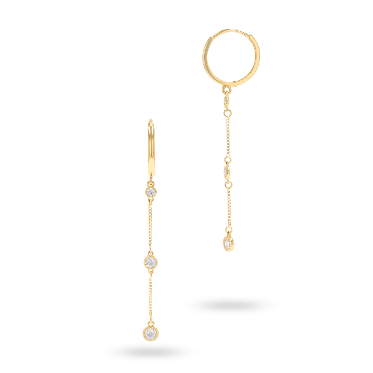 9ct Yellow Gold Cubic Zirconia Chain Drop Earrings