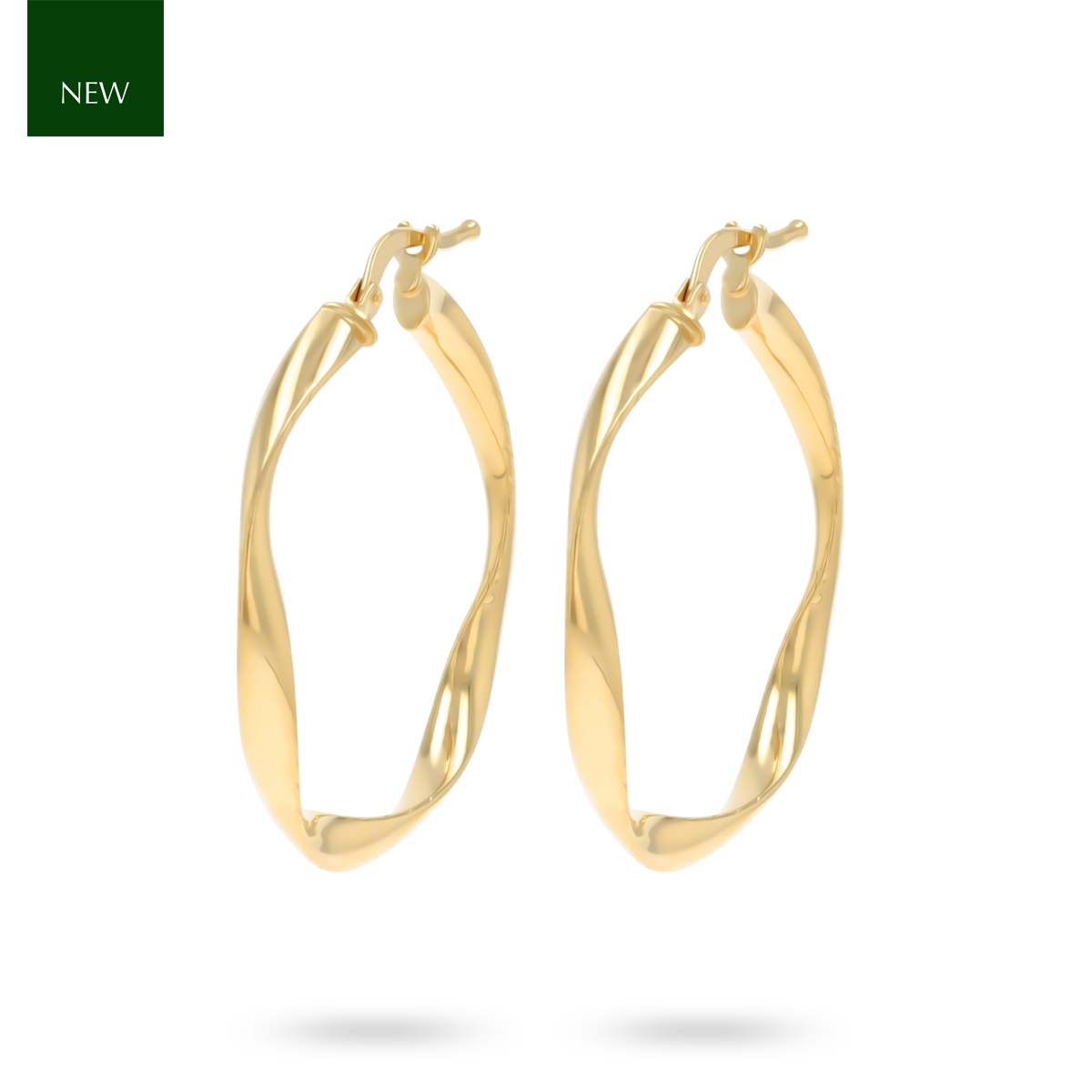 9ct Yellow Gold Gentle Twist Hoop Earrings