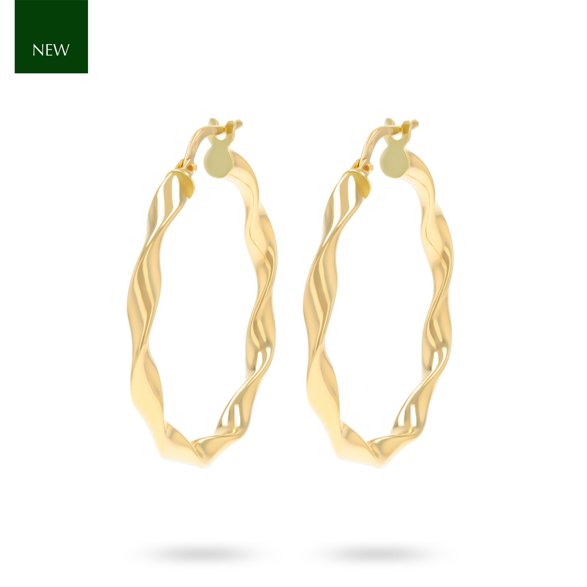 9ct Yellow Gold Ribbon Twist Hoop Earrings