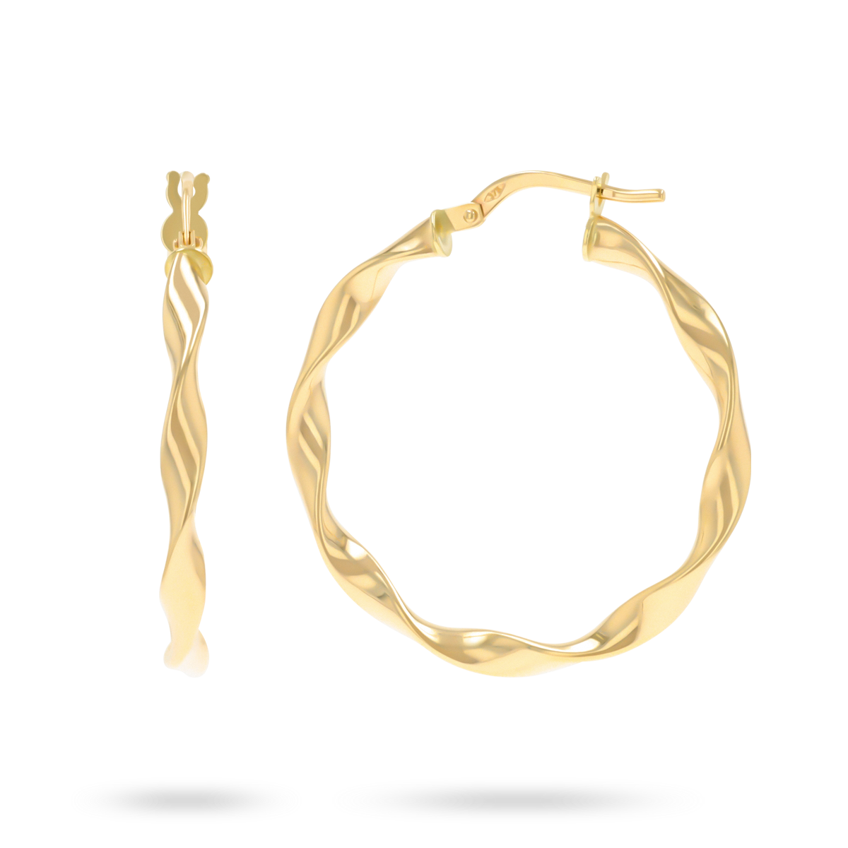 9ct Yellow Gold Ribbon Twist Hoop Earrings