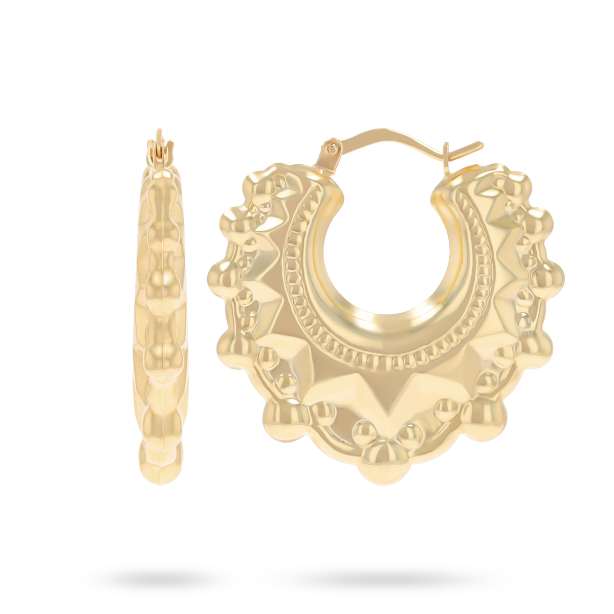 9ct Yellow Gold V-Shaped Victorian Style Creole Earrings