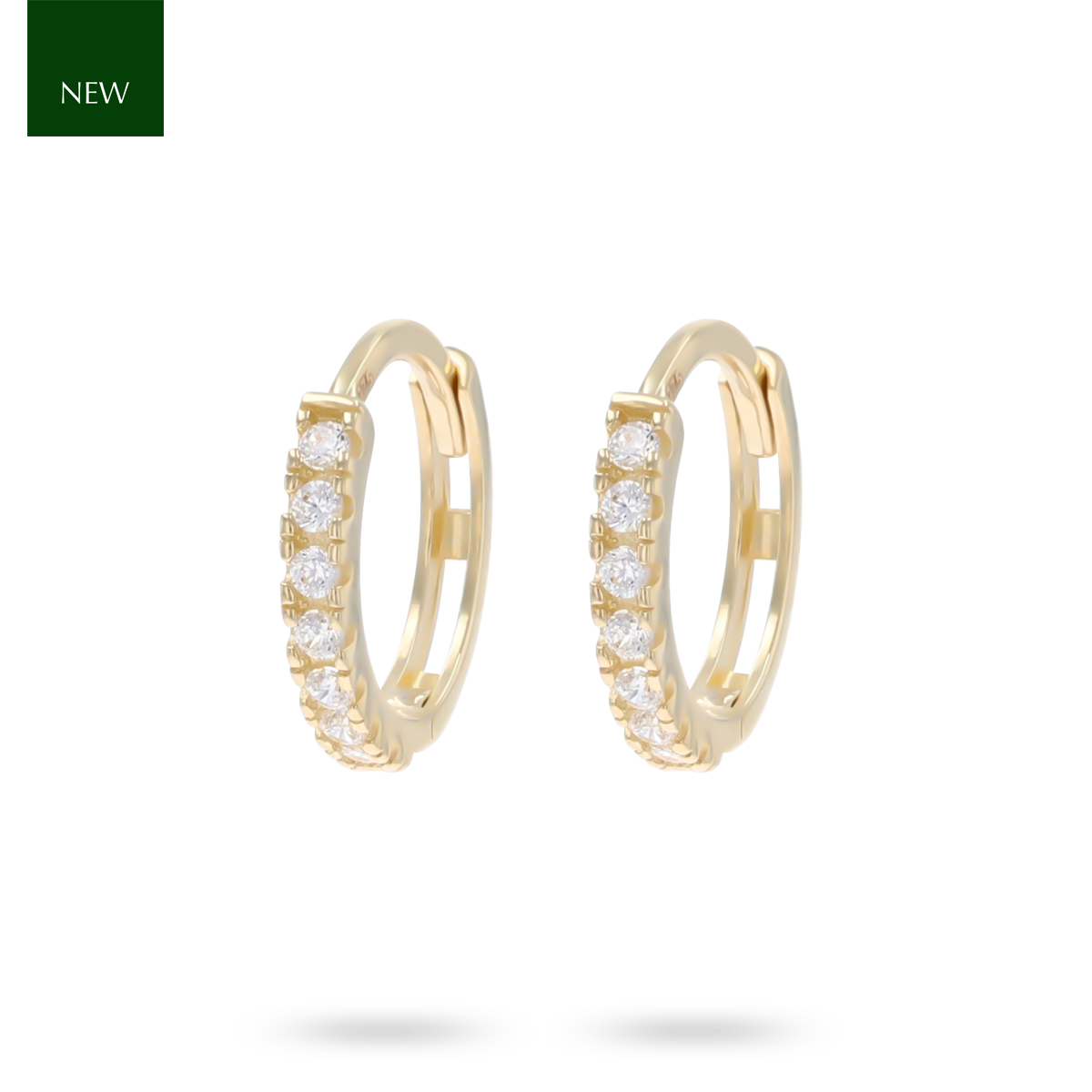 9ct Yellow Gold Cubic Zirconia Hinged Huggie Earrings