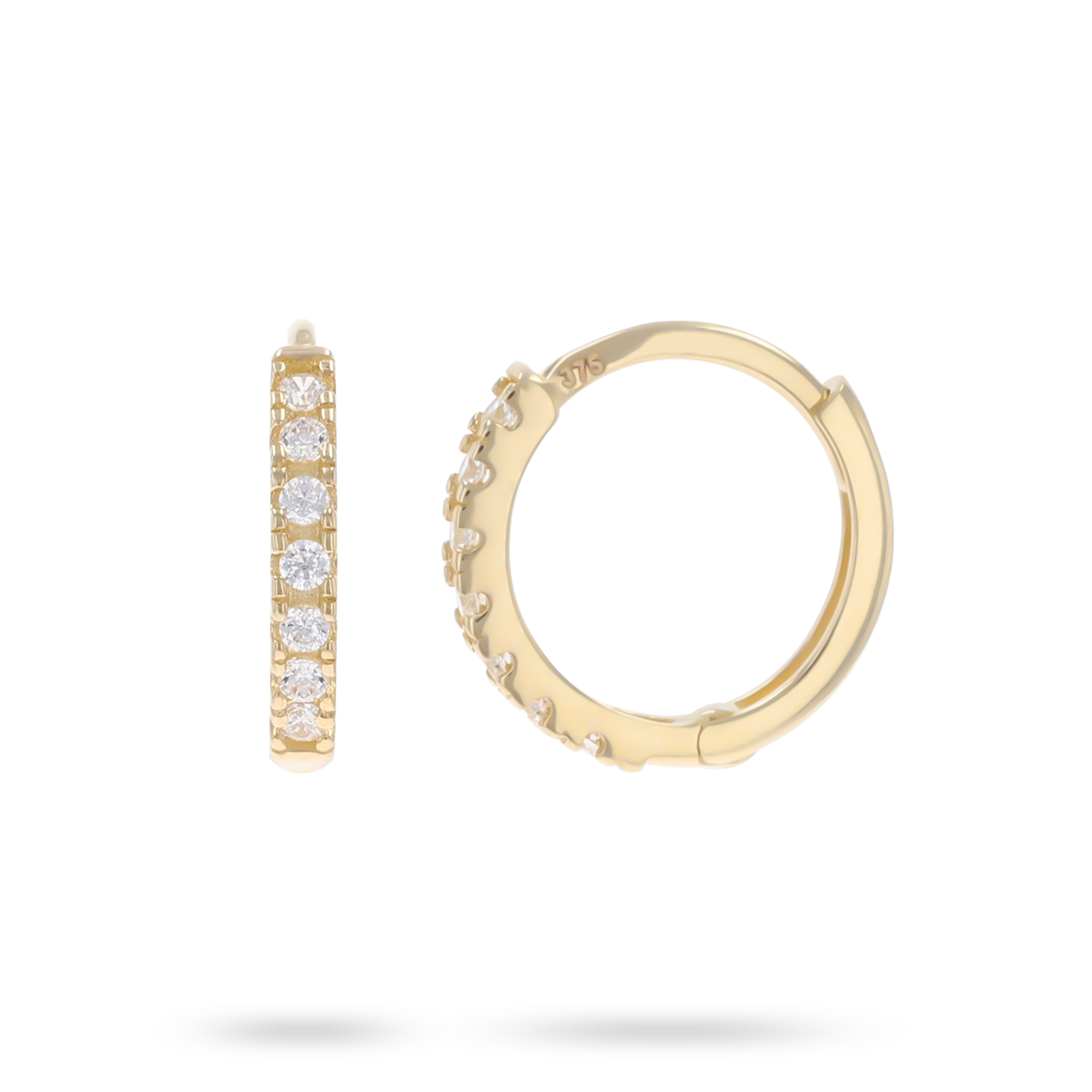 9ct Yellow Gold Cubic Zirconia Hinged Huggie Earrings