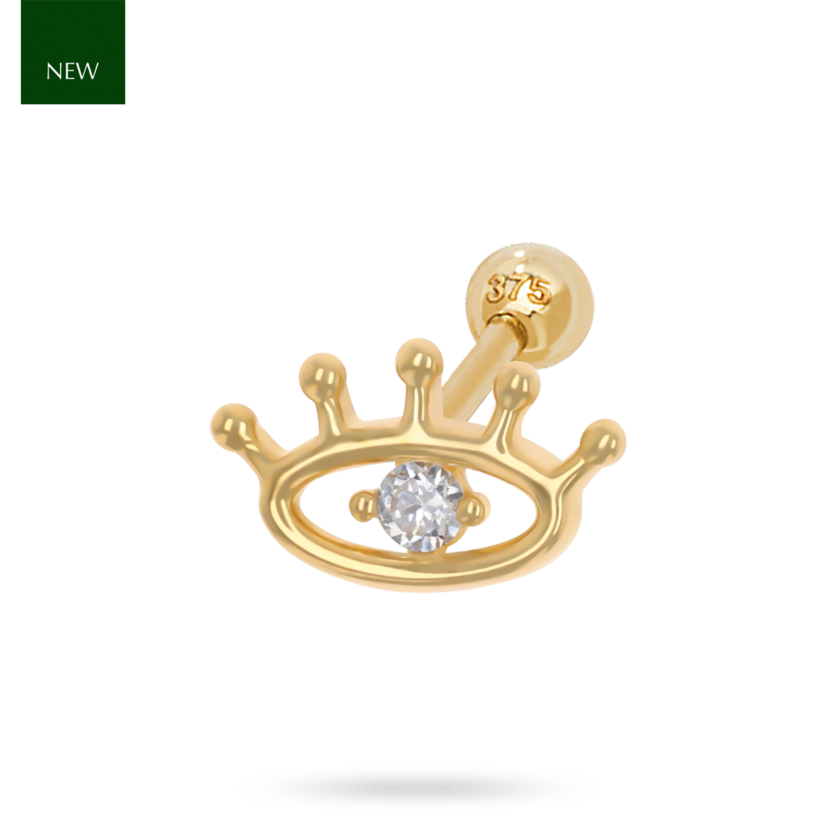 9ct Yellow Gold Cubic Zirconia Evil Eye Barbell Earring