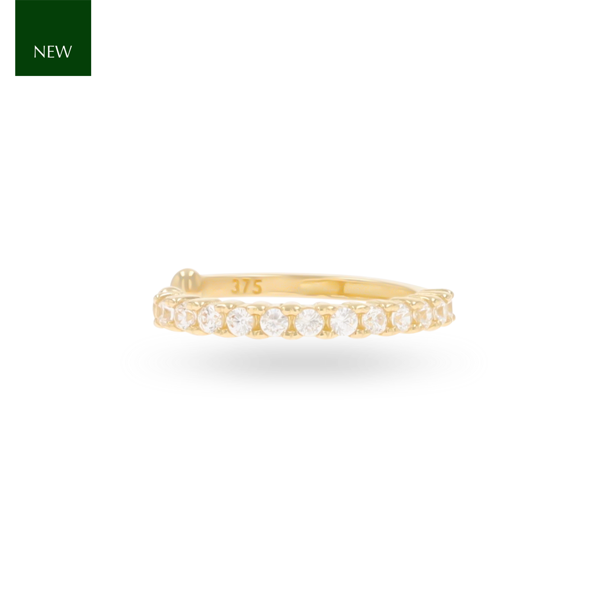 9ct Yellow Gold Cubic Zirconia Claw Set Ear Cuff