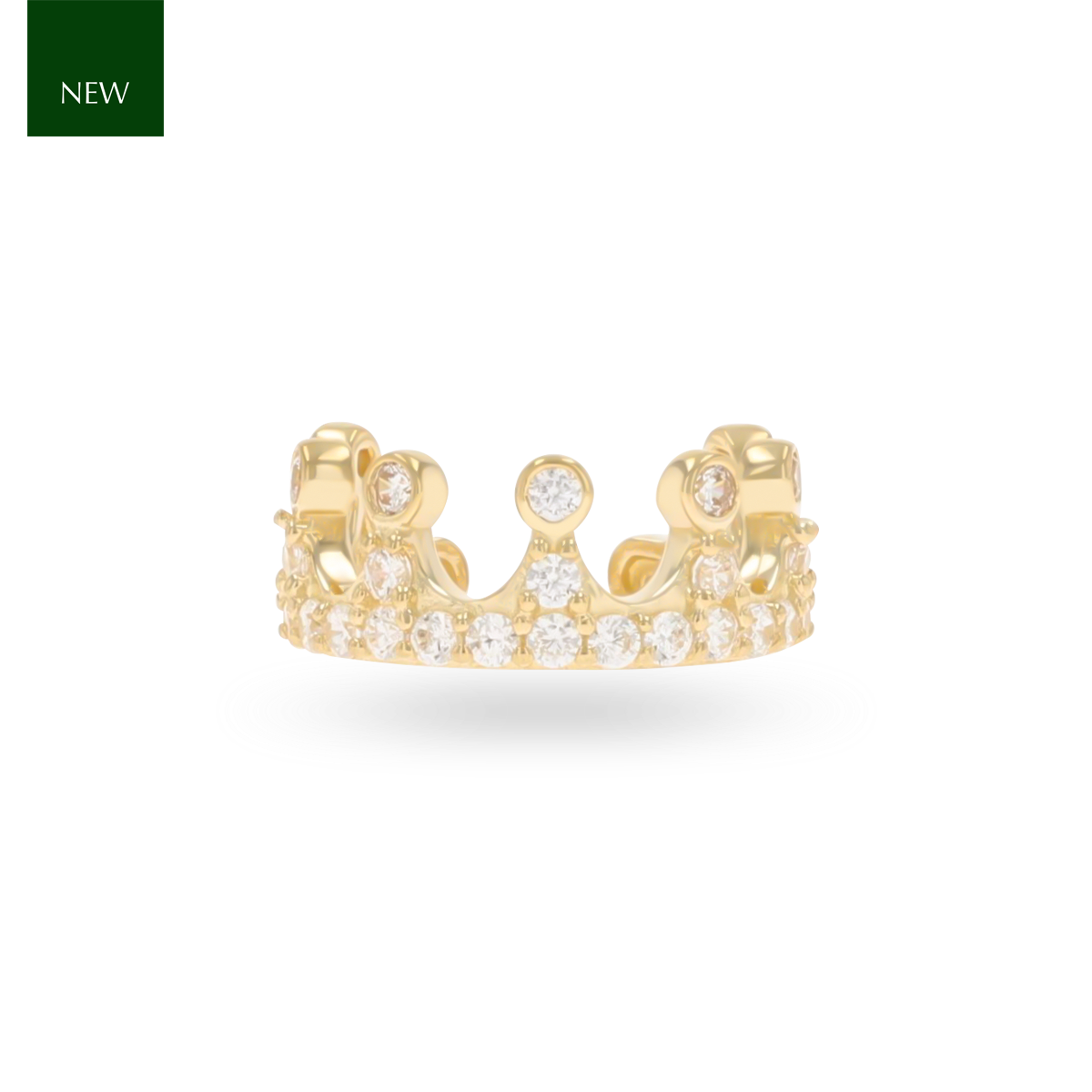 9ct Yellow Gold Cubic Zirconia Crown Ear Cuff