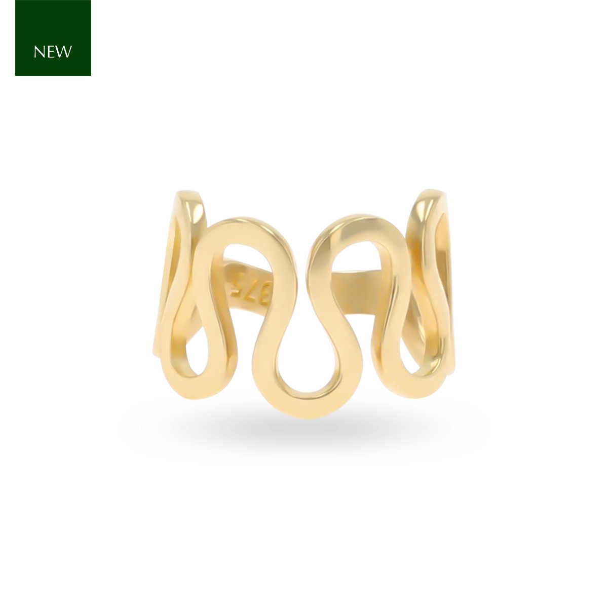 9ct Yellow Gold Wave Ear Cuff