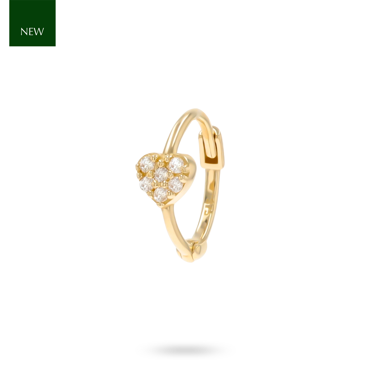 9ct Yellow Gold Cubic Zirconia Heart Cartilage Hoop Earring