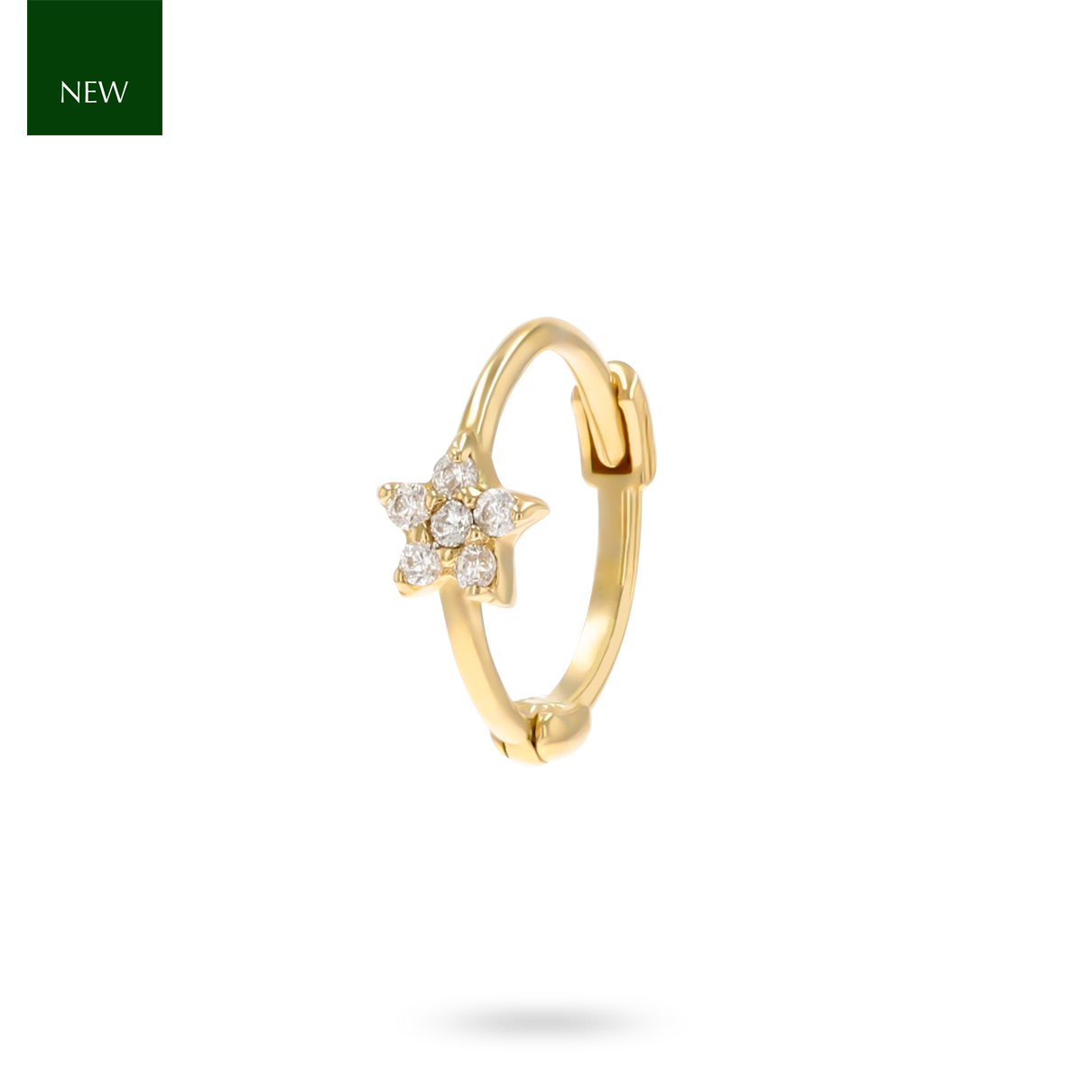 9ct Yellow Gold Cubic Zirconia Star Cartilage Hoop Earring