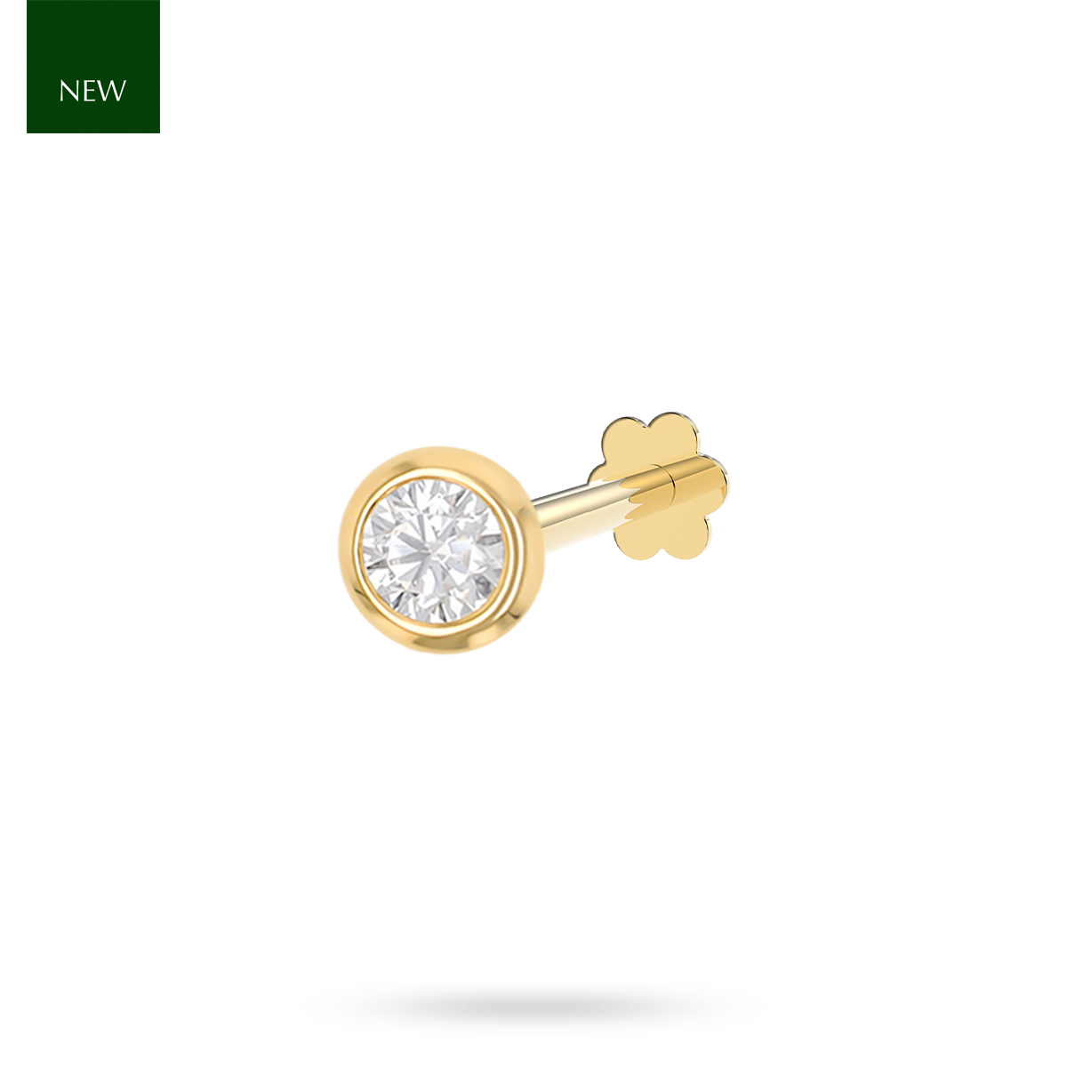 9ct Yellow Gold 2mm Cubic Zirconia Bezel Set Labret Earring