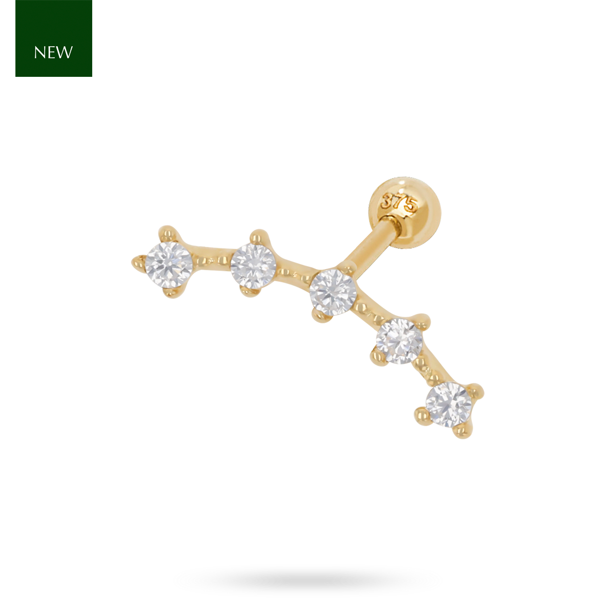 9ct Yellow Gold Cubic Zirconia Constellation Barbell Earring