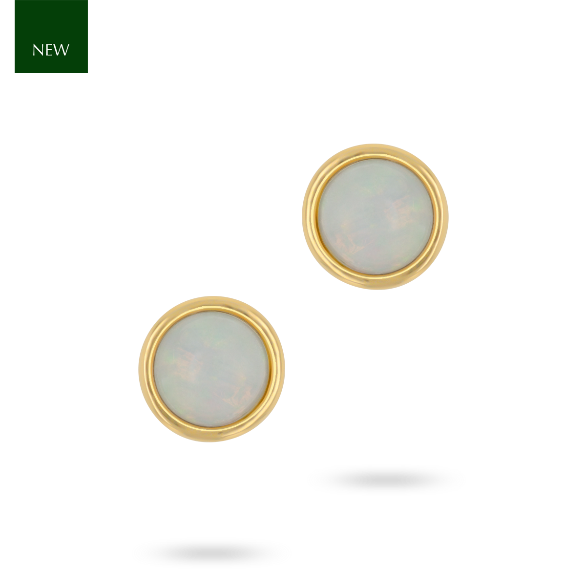 9ct Yellow Gold Round Shaped Opal Bezel Set Stud Earrings