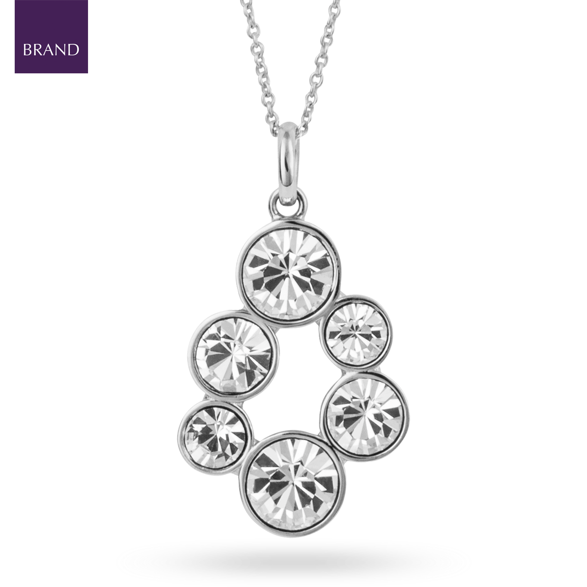 Sterling Silver Clear Crystal Bubble Pendant & Chain