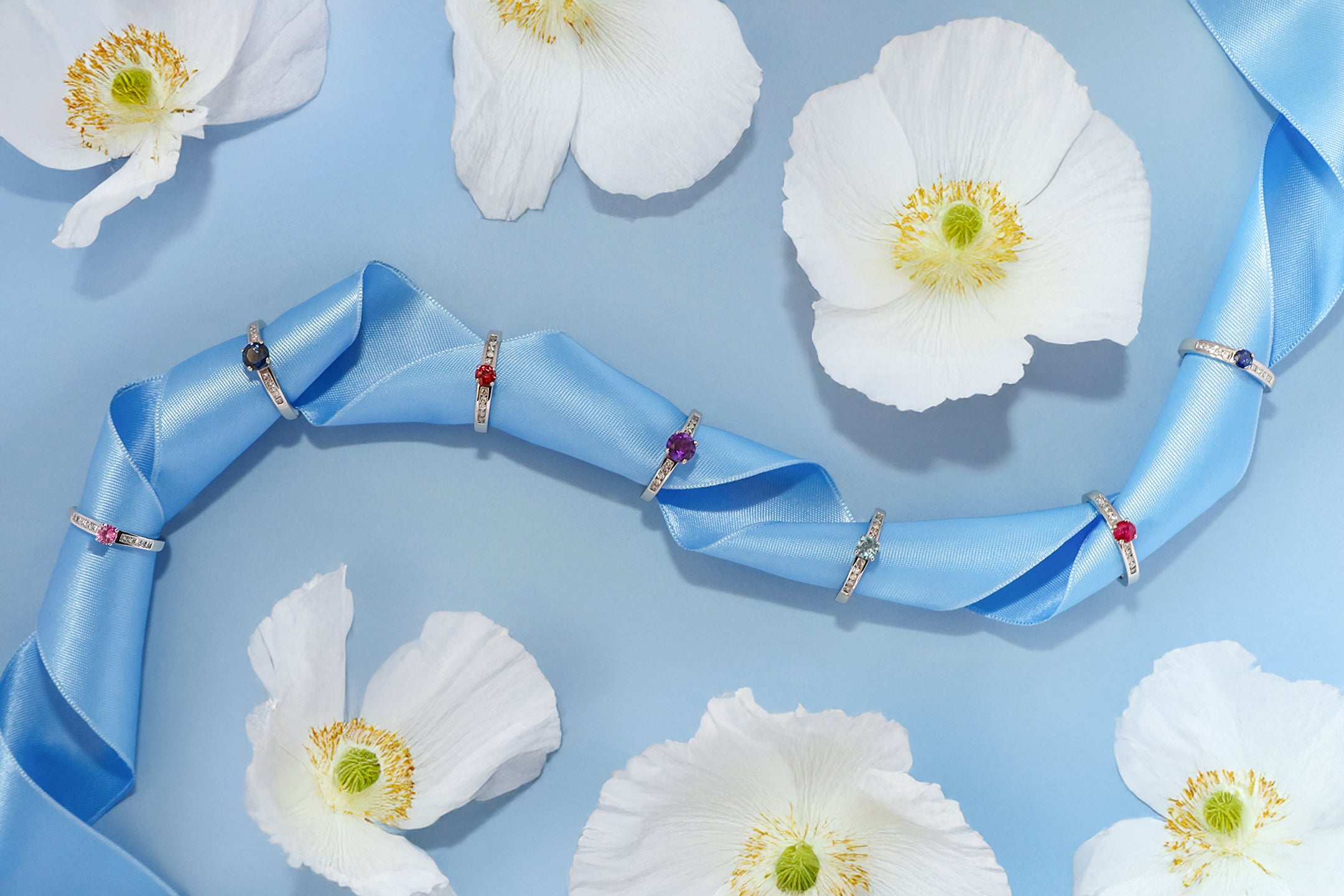 18ct White Gold Multi Gemstone & Diamond Rings