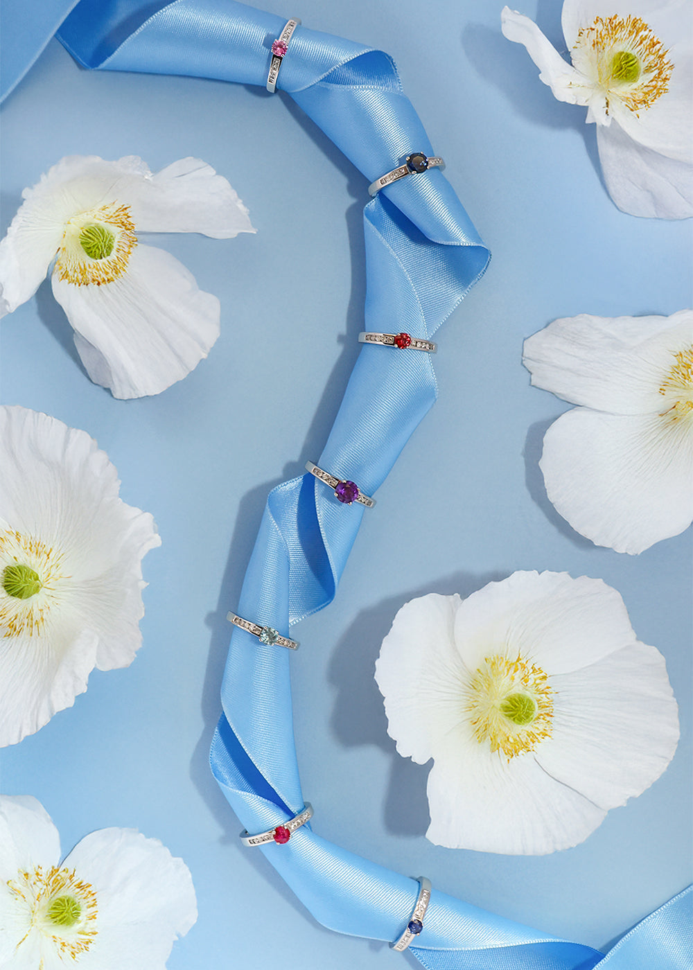 18ct White Gold Multi Gemstone & Diamond Rings