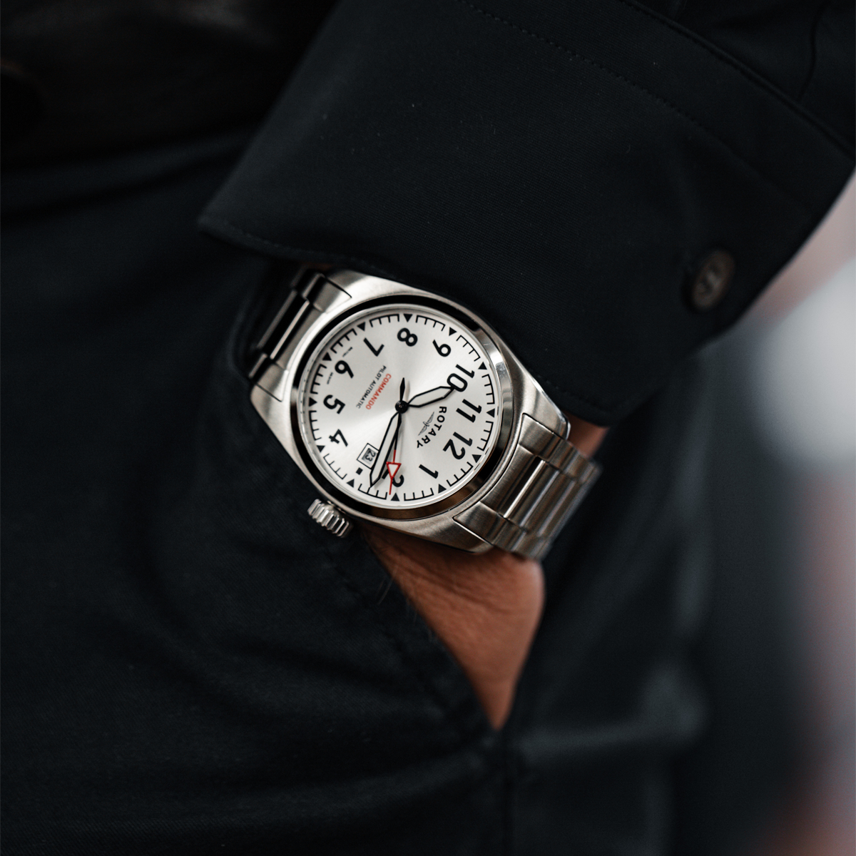 Rotary Sport Pilot Automatic, Silver Dial with Stainless Steel Bracelet - GB05470/22
