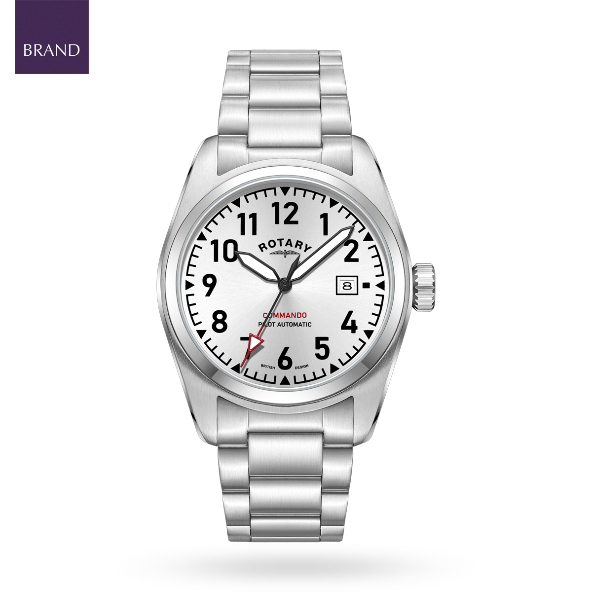 Rotary Sport Pilot Automatic, Silver Dial with Stainless Steel Bracelet - GB05470/22