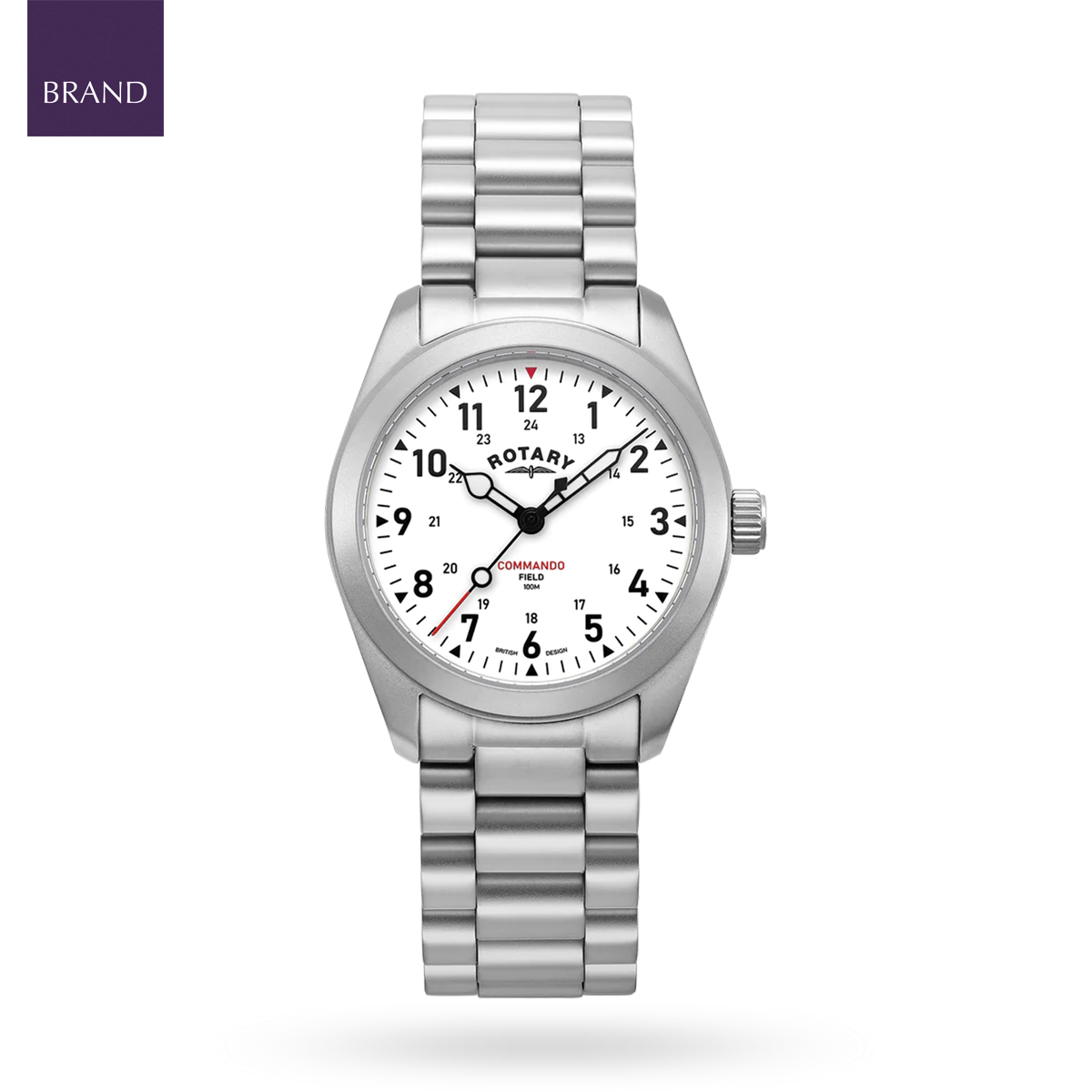 Rotary Commando RW 1895 Field, White Dial with Stainless Steel Bracelet - GB05535/18