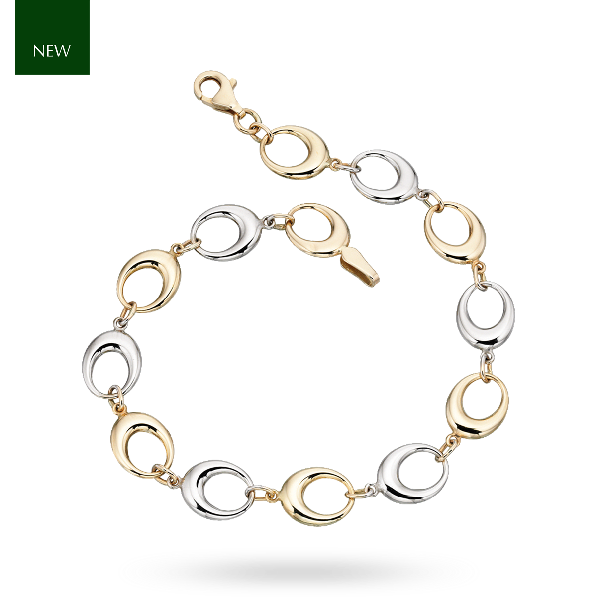 9ct Yellow & White Gold Oval Link Bracelet
