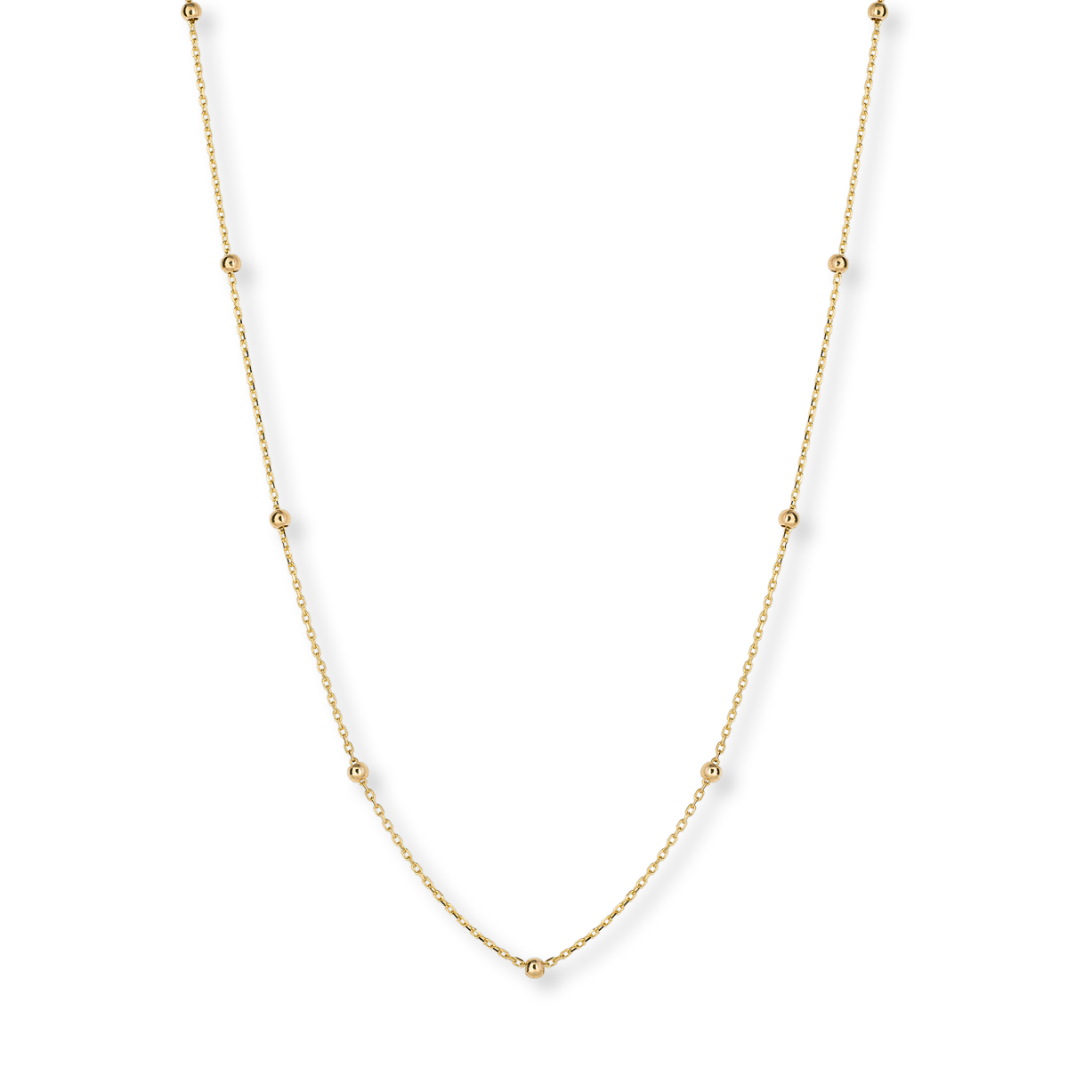 9ct Yellow Gold Fine Ball Station Necklace