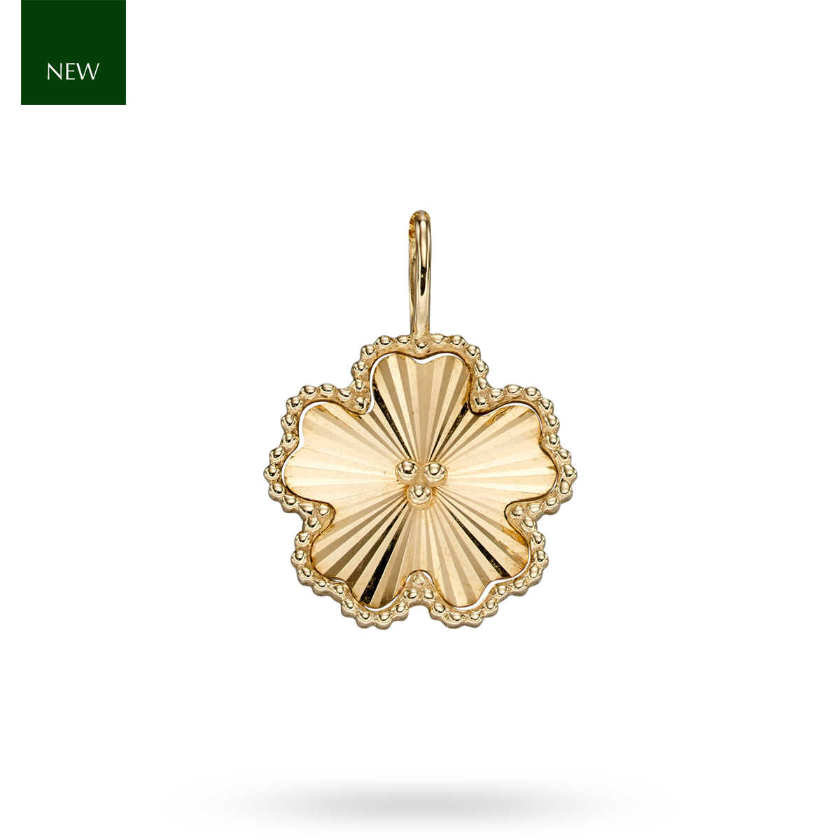 9ct Yellow Gold Diamond Cut Flower Pendant