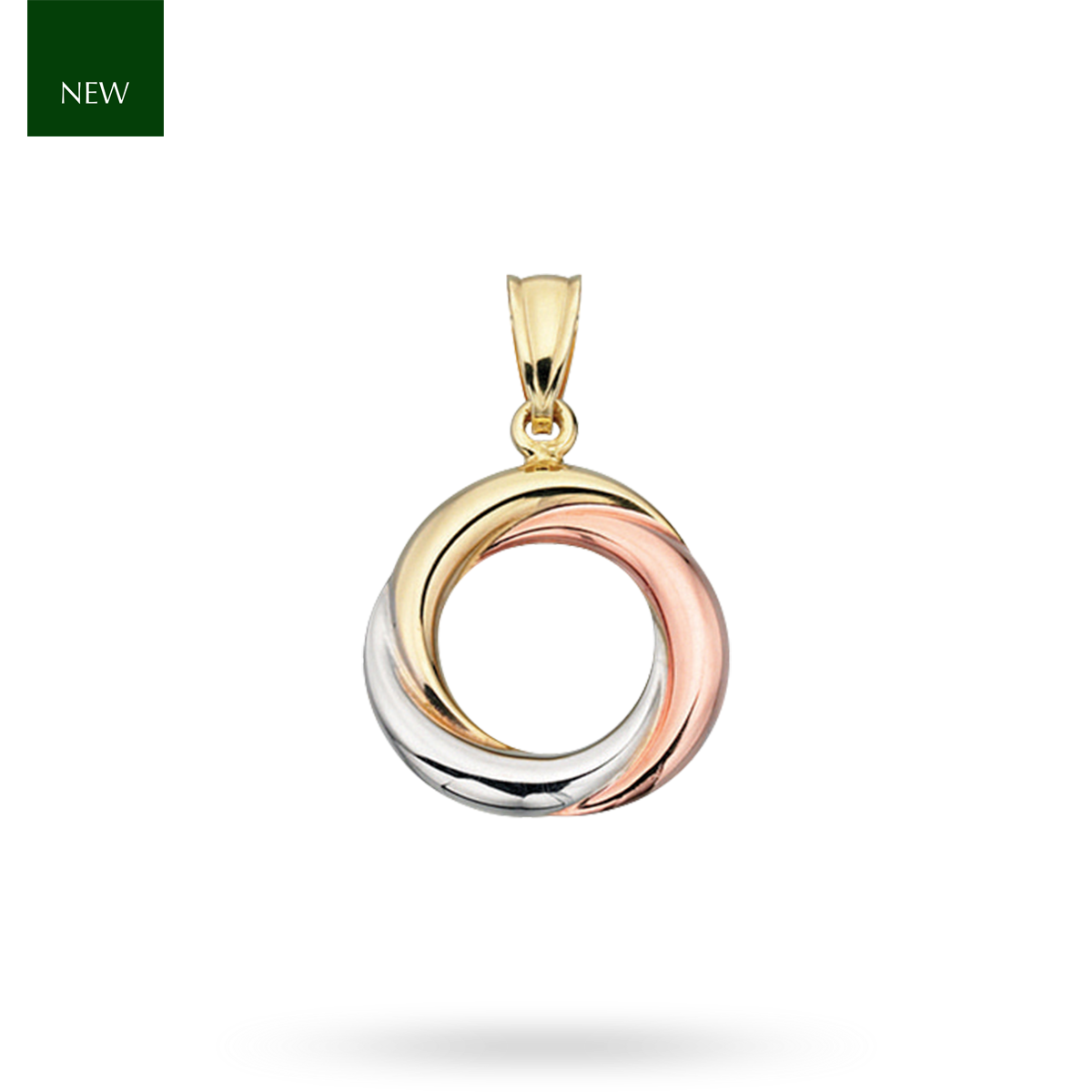 9ct Three Colour Gold Circle Twist Pendant