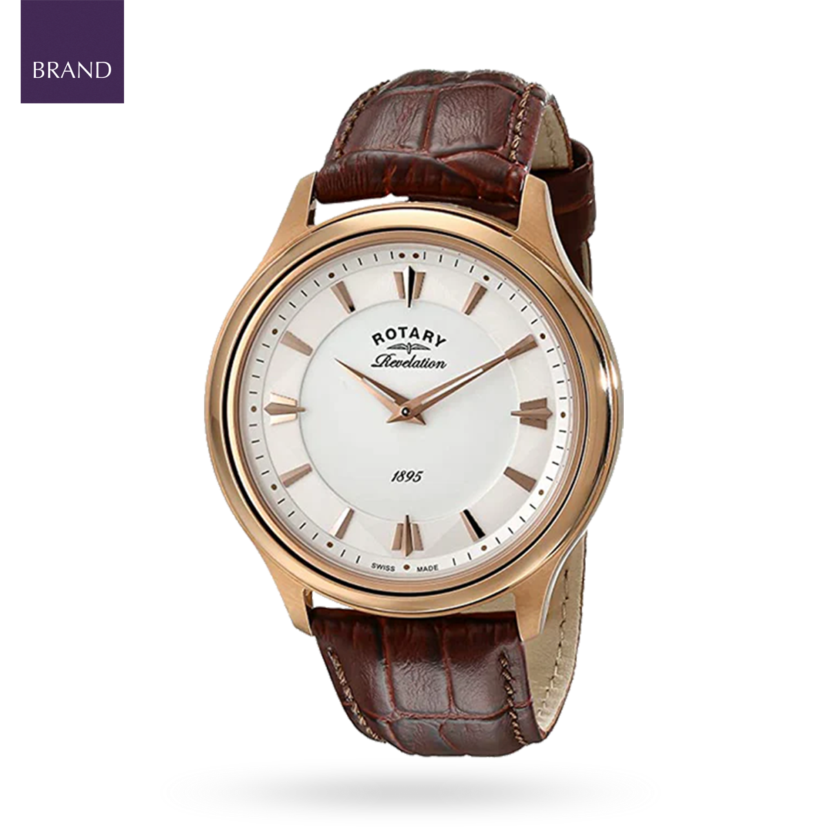 Rotary Revelation, Reversible White Dial with Brown Leather Strap - GS02967/06/10