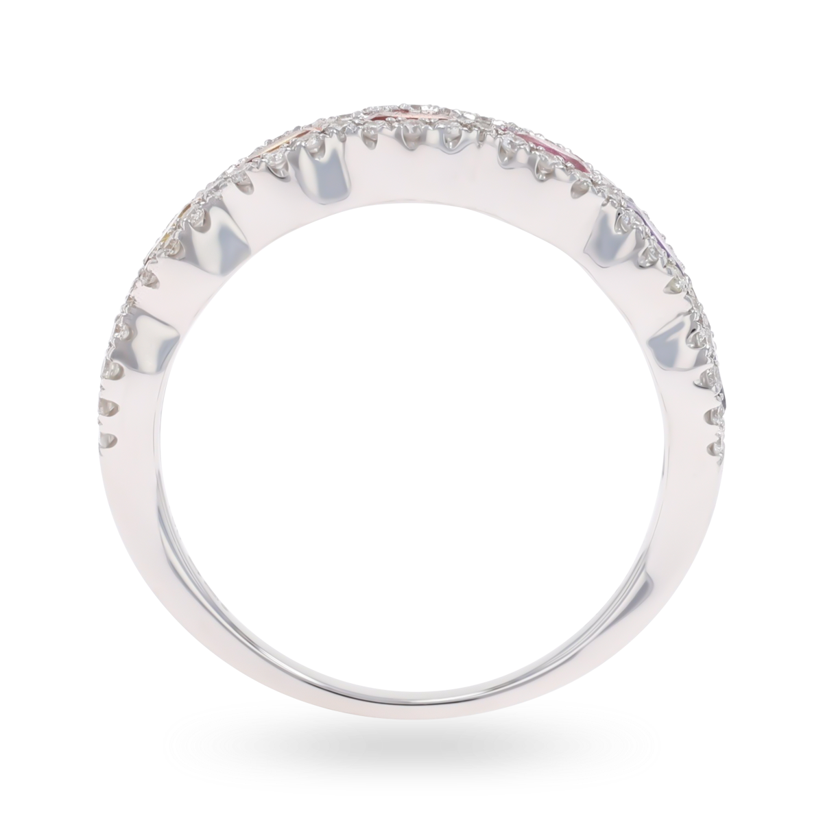 18ct White Gold Fancy Sapphire & Diamond Scalloped Eternity Ring