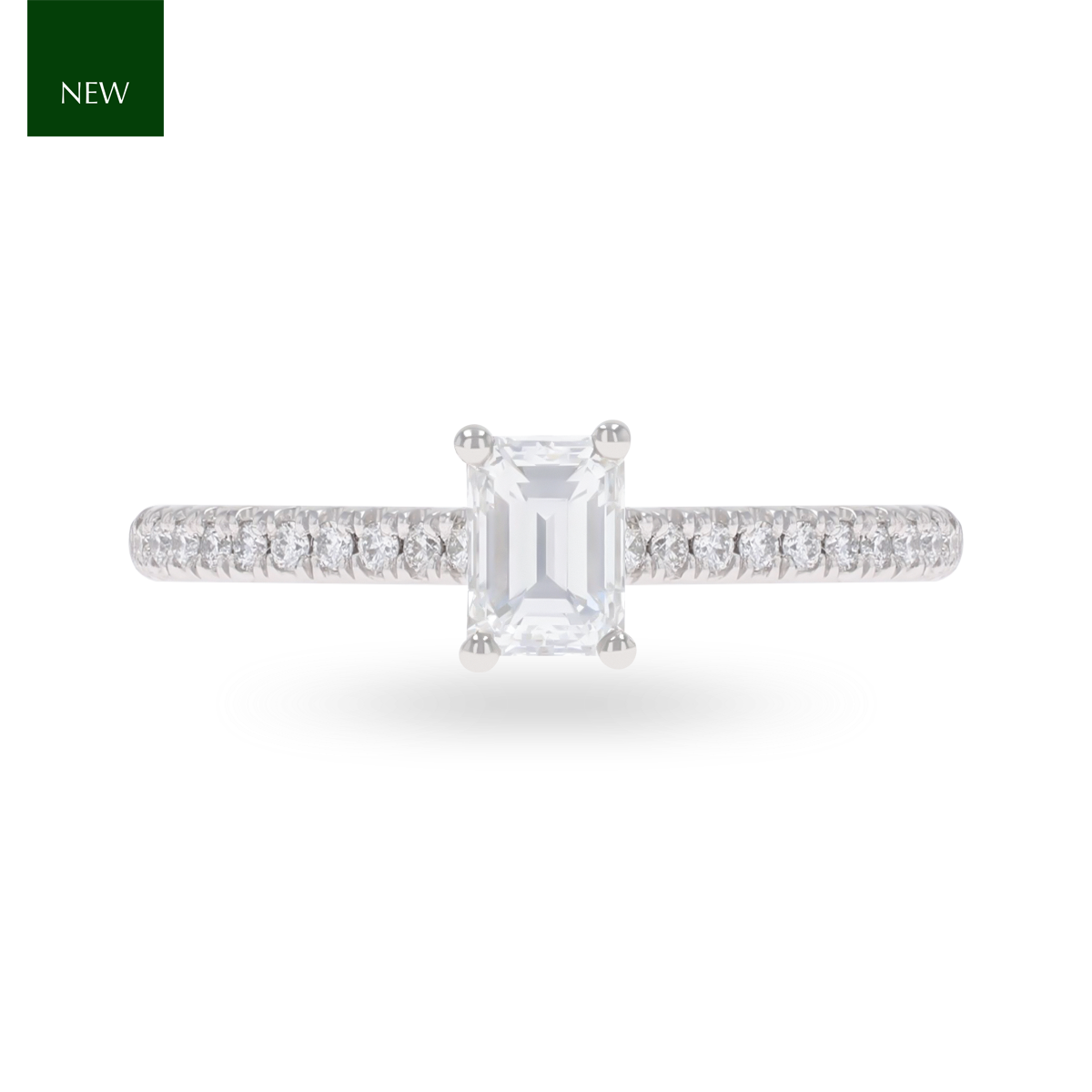 Platinum Emerald Cut Diamond Solitaire & Shoulder 0.77ctw Ring