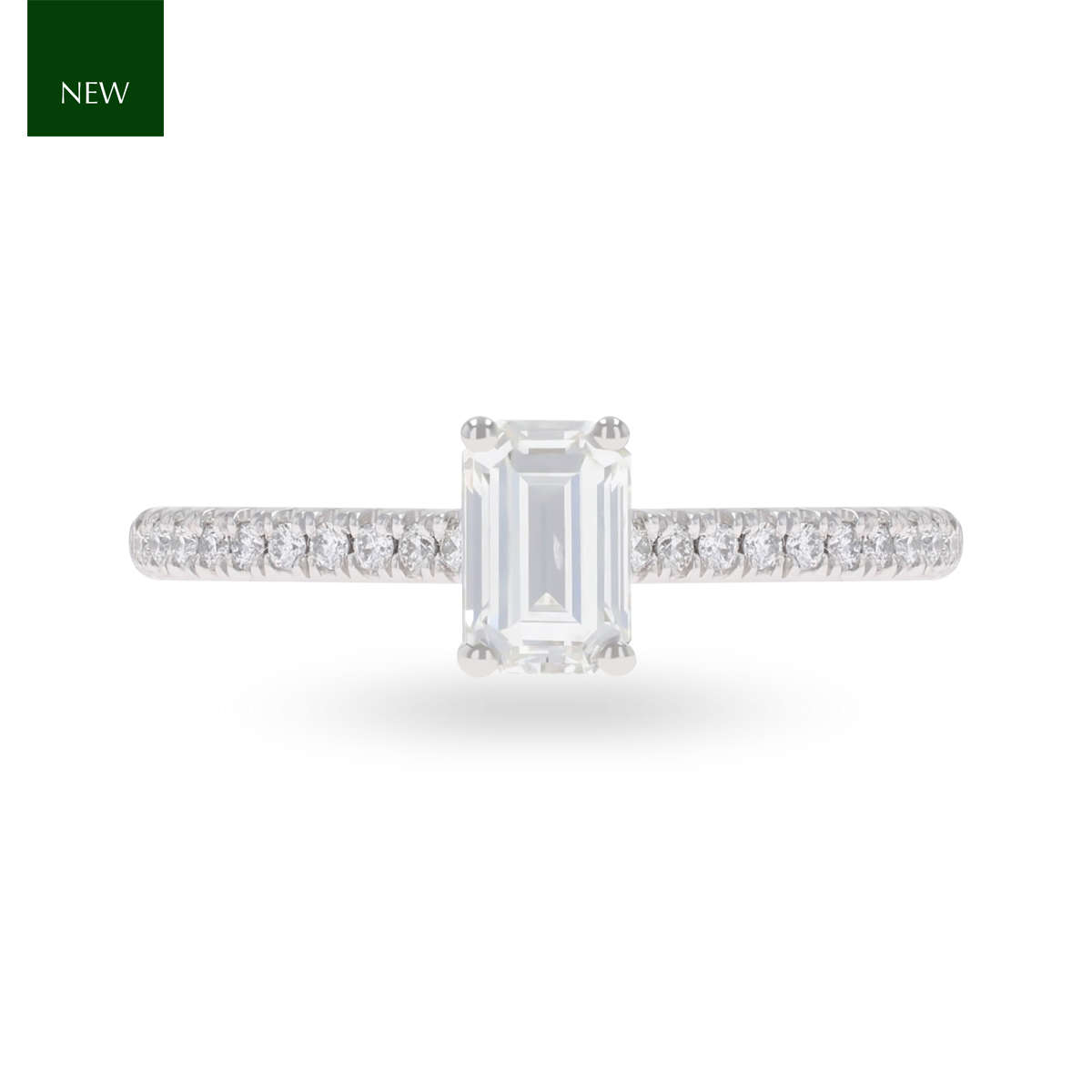 Platinum Emerald Cut Diamond Solitaire & Shoulder 1.06ctw Ring
