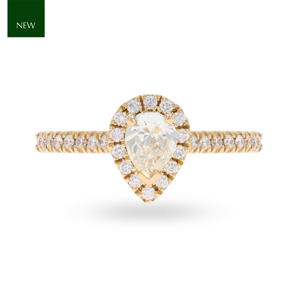 18ct Yellow Gold Pear Shaped Diamond Halo & Shoulder 0.70ctw Ring