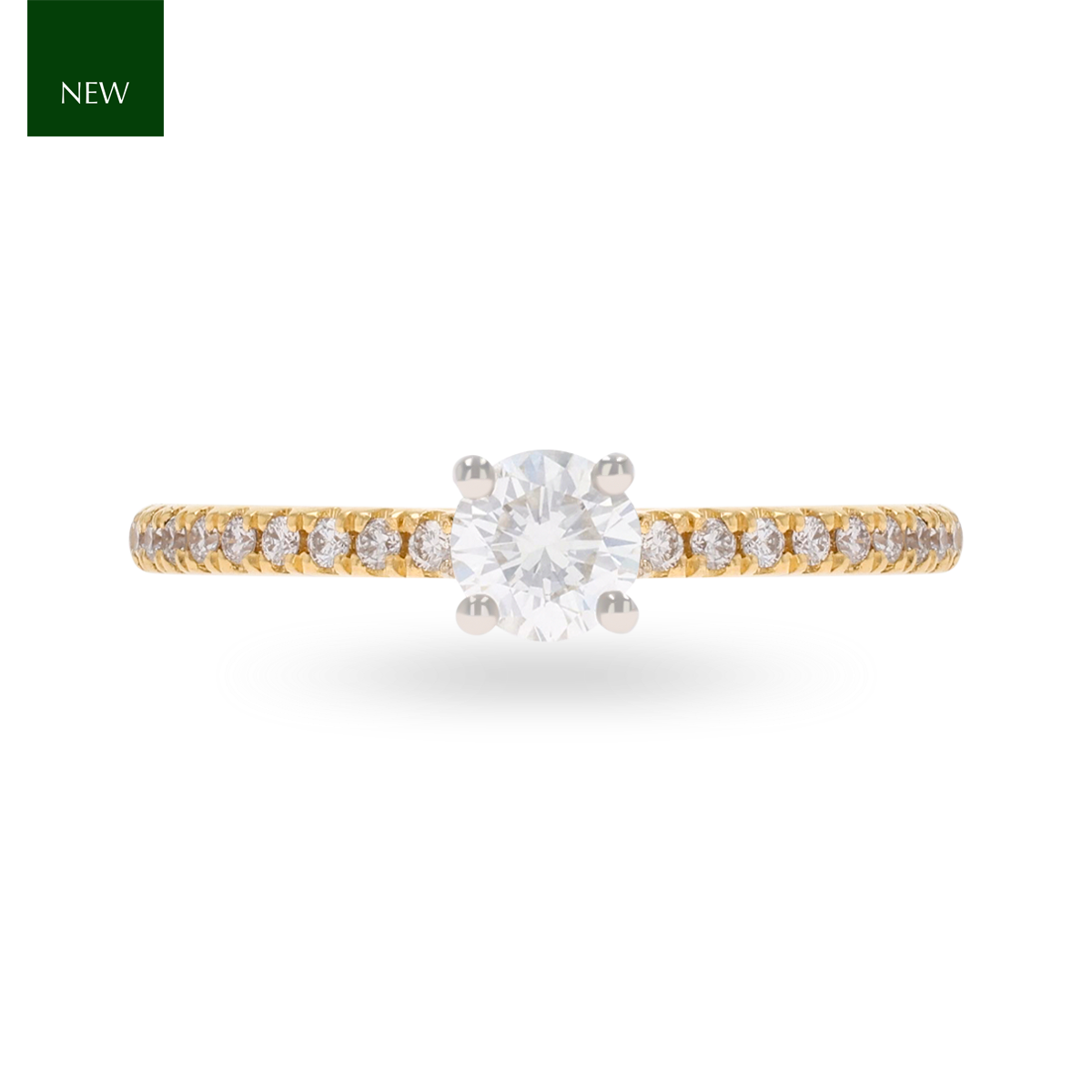 18ct Two Colour Gold Round Brilliant Cut Diamond Solitaire & Shoulder 0.56ctw Ring