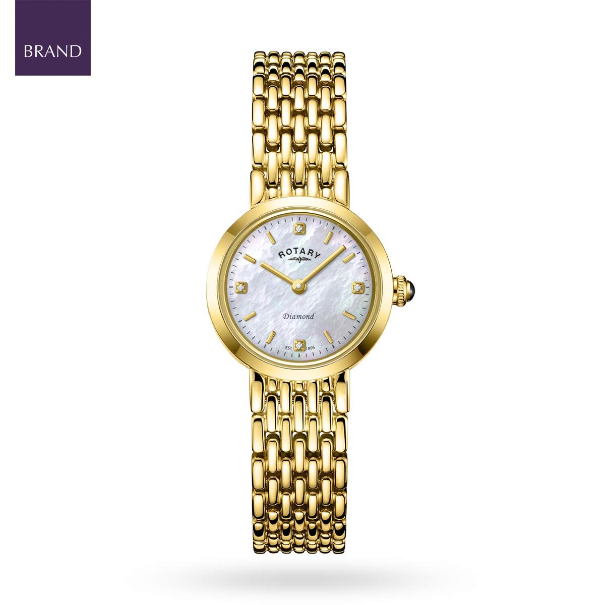 Rotary Heritage Diamond Set, Mother of Pearl Dial with Gold Plated Bracelet - LB00900/41/D