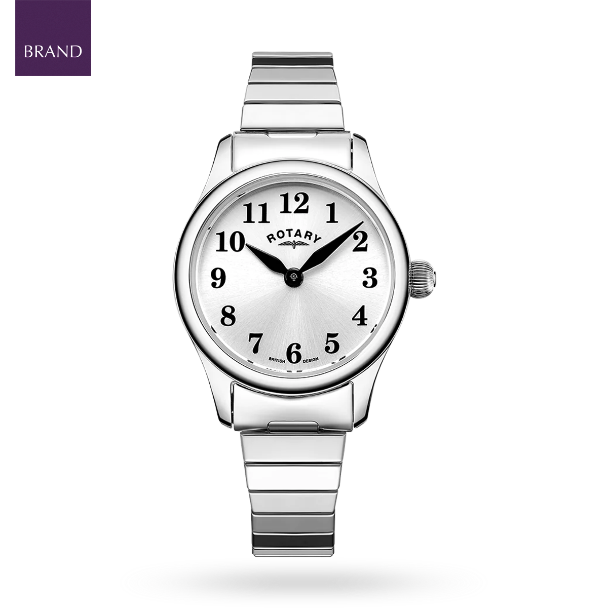 Rotary Expander Watch, Round White Dial with Stainless Steel Bracelet - LB05760/22