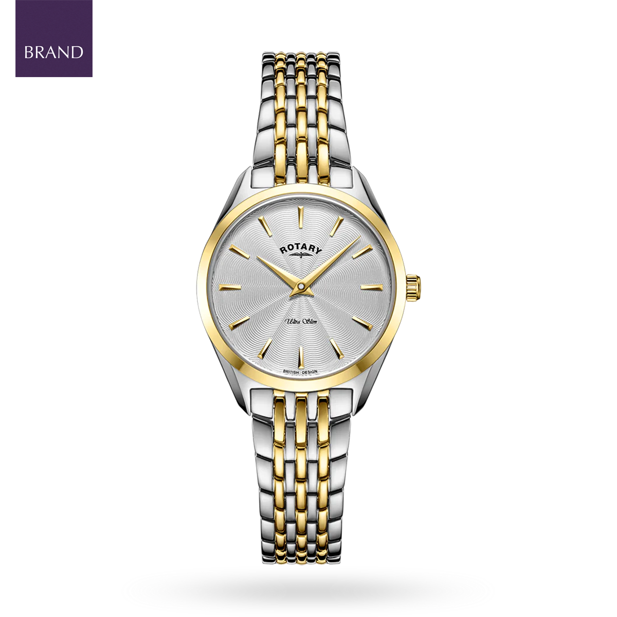 Rotary Ultra Slim 2-Tone, Silver Dial with Stainless Steel Bracelet - LB08011/02