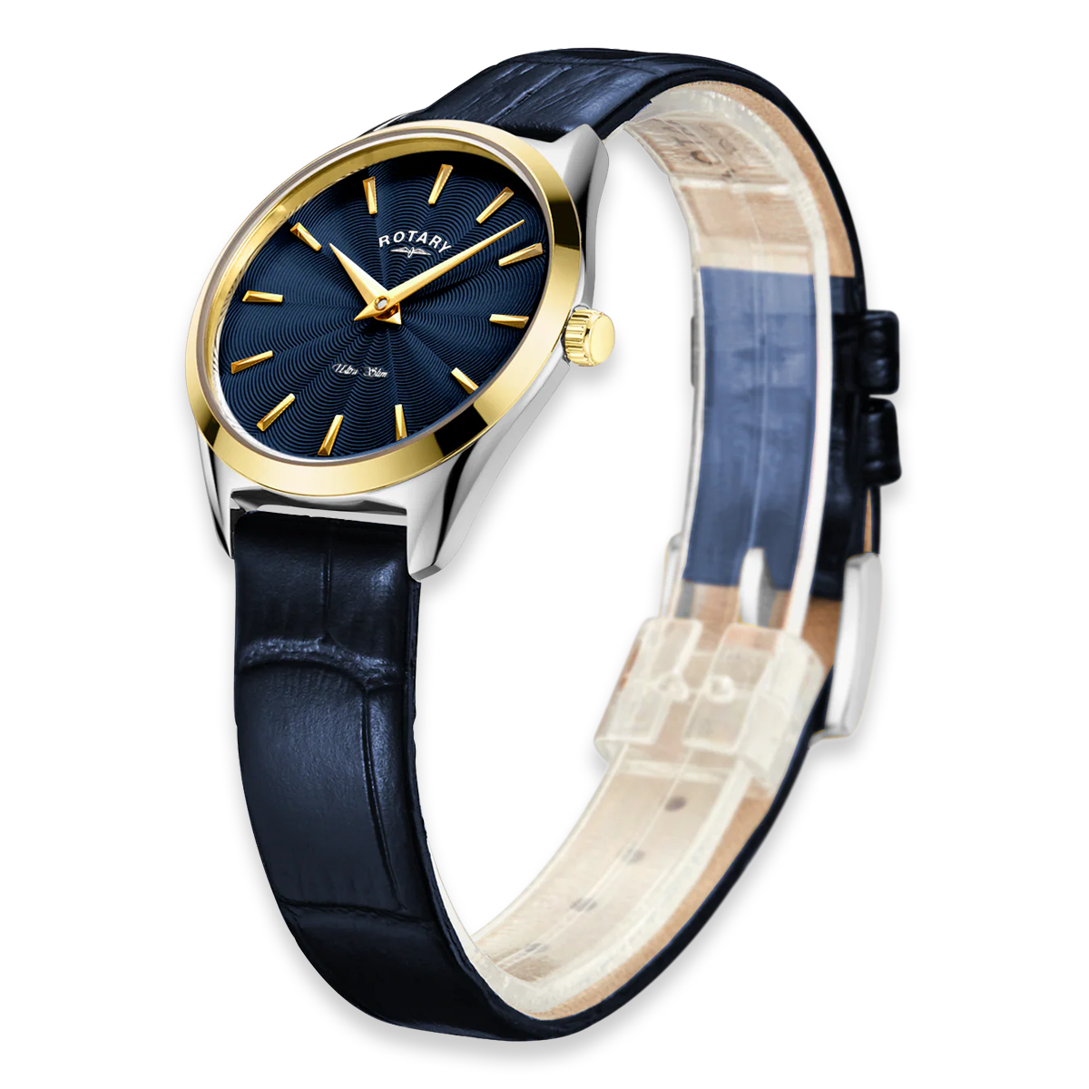 Rotary Ultra Slim 2-Tone, Blue Dial with Blue Leather Strap - LS08011-05