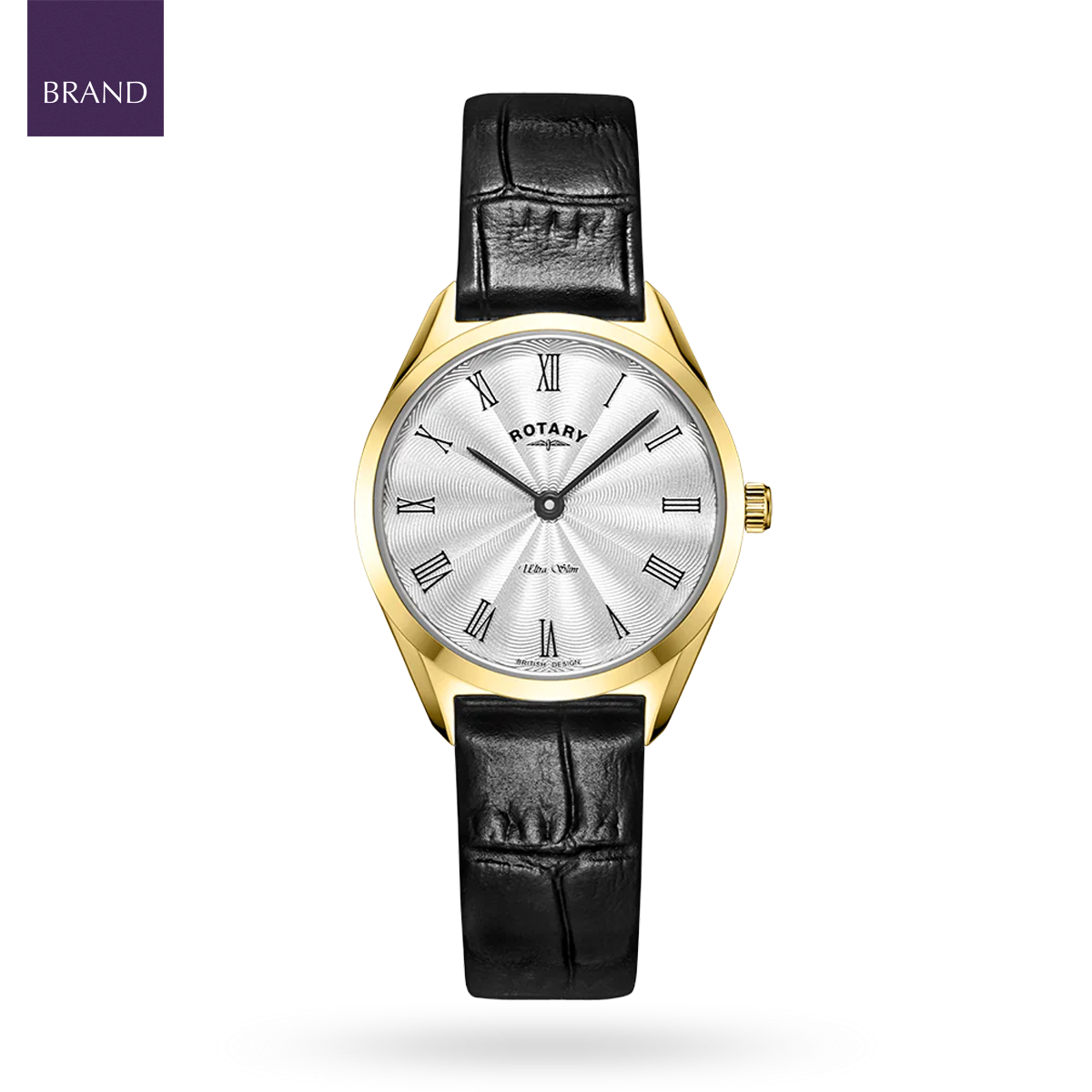 Rotary Ultra Slim, Silver Dial with Black Leather Strap - LS08013/01