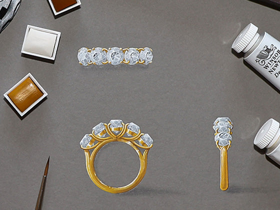 Gouache Painting of Bespoke Ring