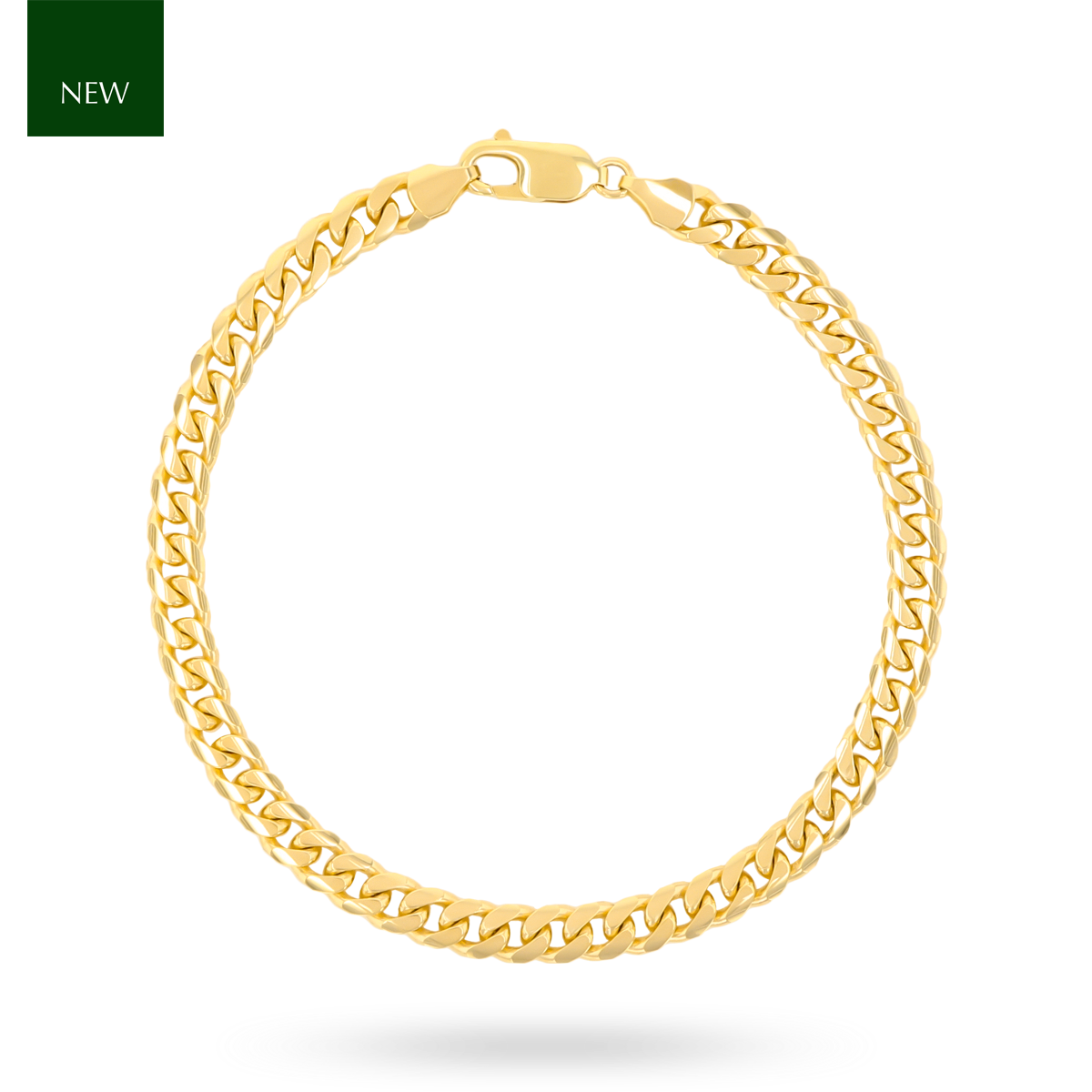 9ct Yellow Gold 8.5" Round Cuban Curb Bracelet