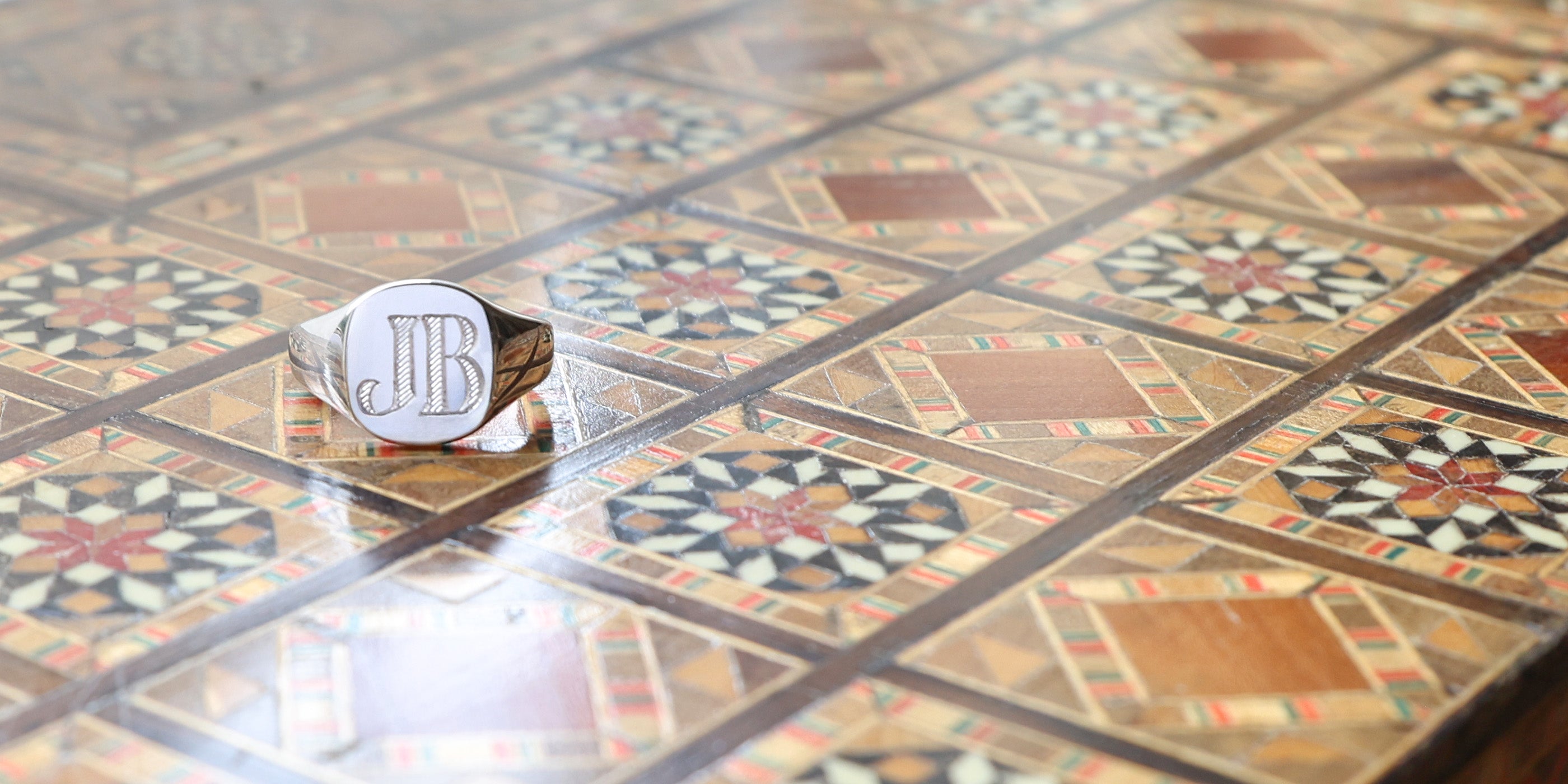 Sterling Silver Signet Ring Hand-Engraved with Initials