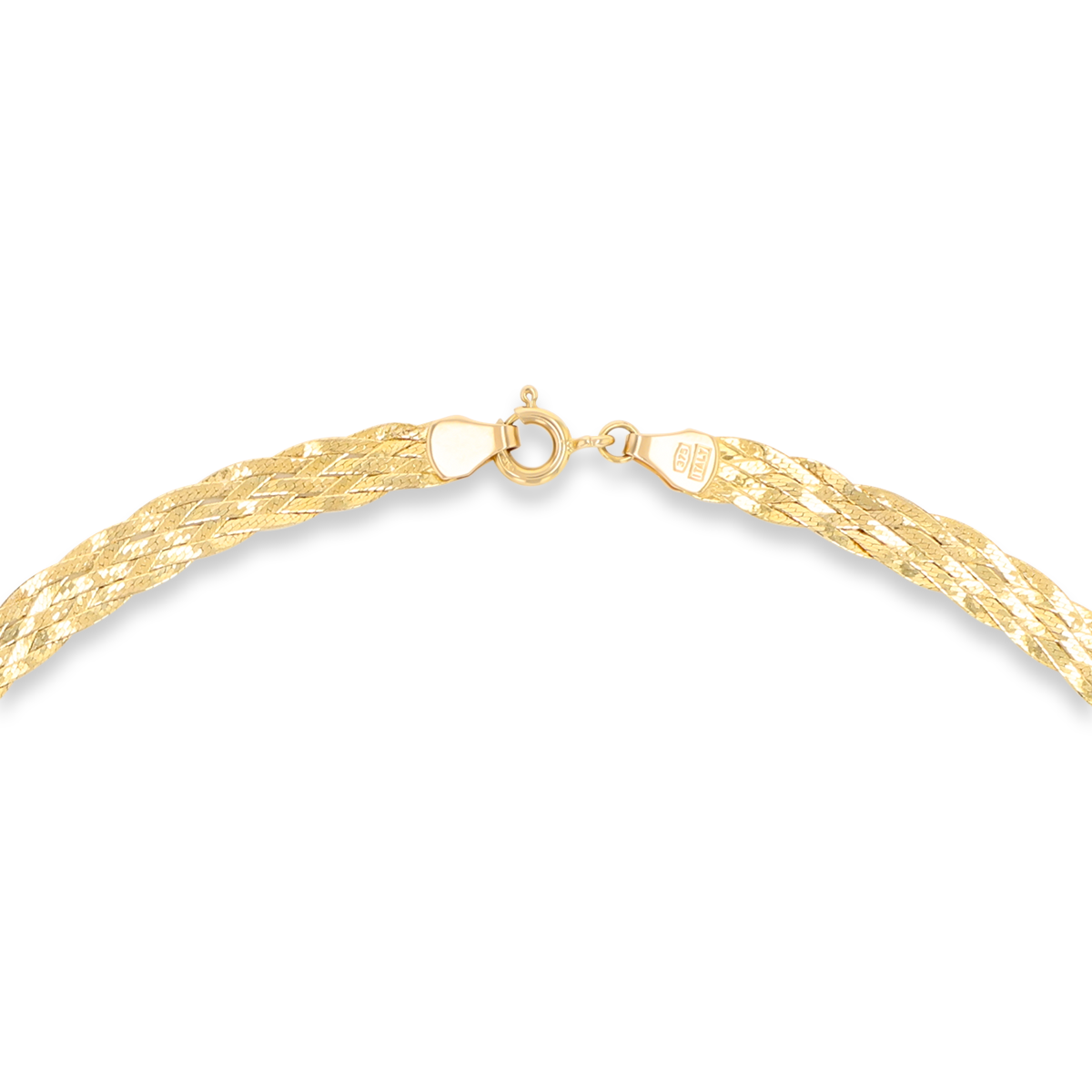 9ct Yellow Gold Six Plait Herringbone Necklace