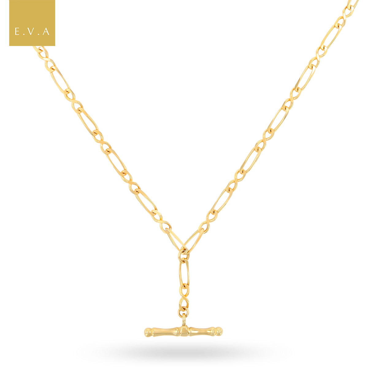 9ct Yellow Gold Fancy Infinity Link T-Bar Necklace