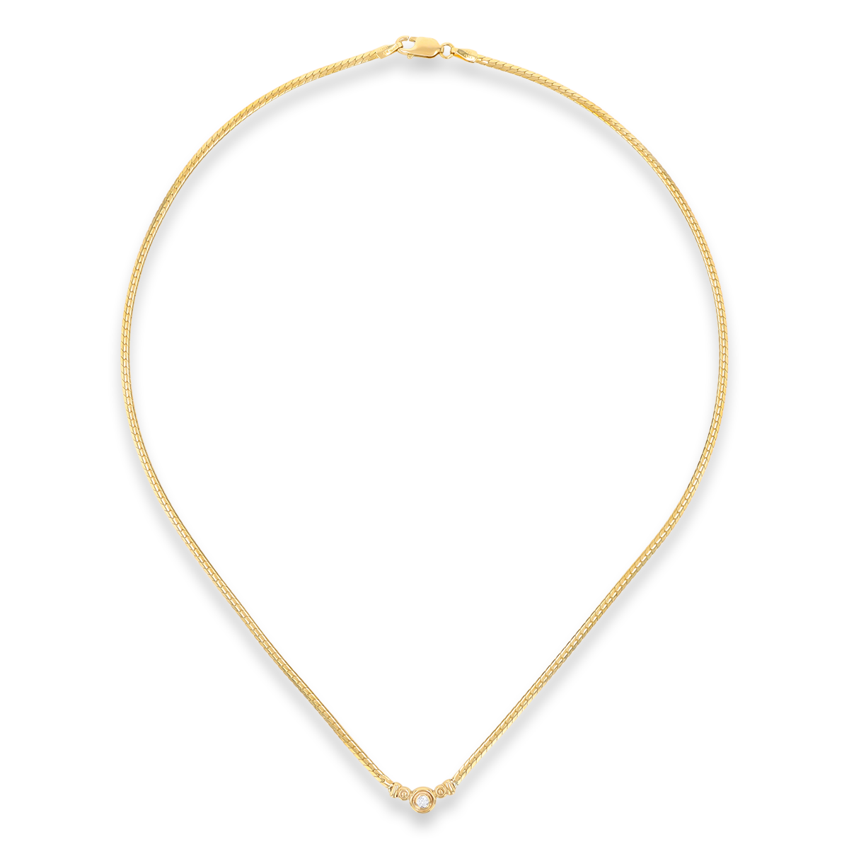 9ct Yellow Gold Diamond Set Herringbone Necklace