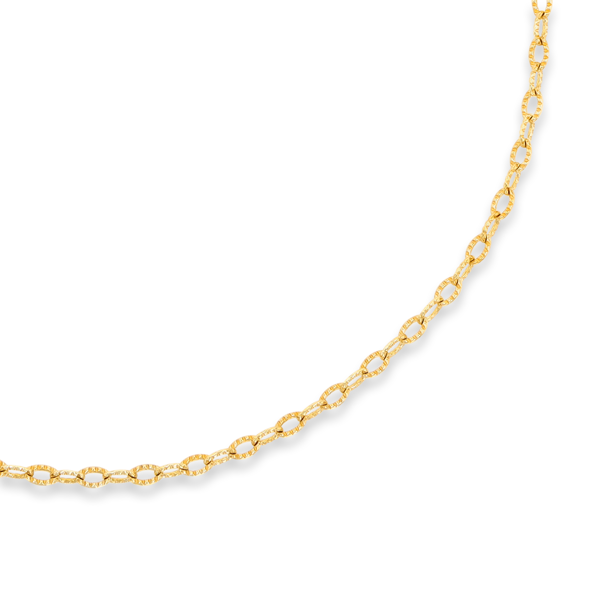 9ct Yellow Gold Oval Shaped Diamond Cut Link Necklace
