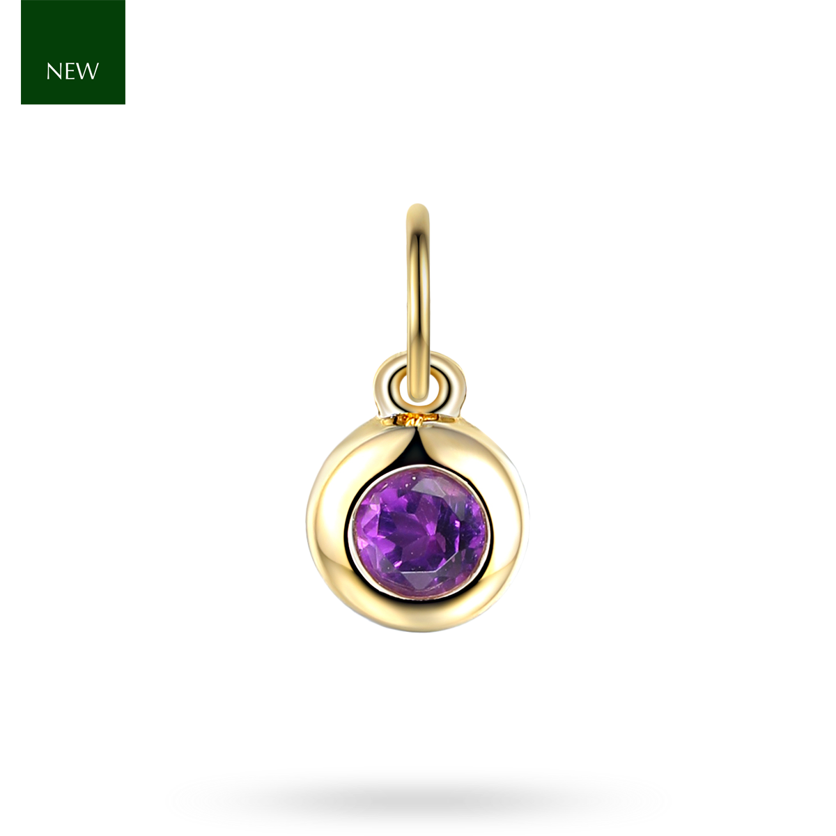 9ct Yellow Gold Amethyst Bezel Set Charm