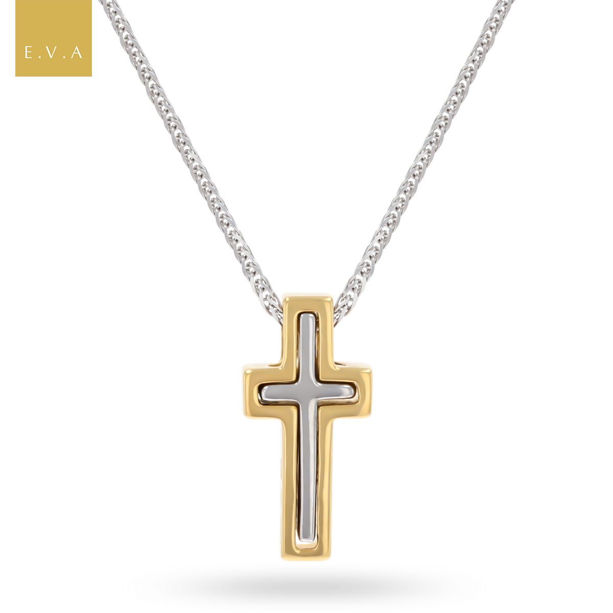 Mens white gold cross on sale necklace