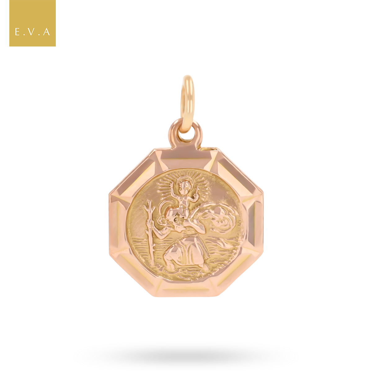 9ct Rose Gold Octagonal St Christopher Pendant By Georg Jensen