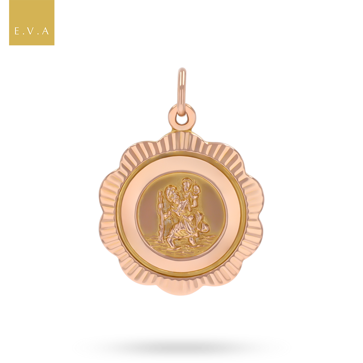 9ct Rose Gold Diamond Cut St Christopher Pendant By Georg Jensen