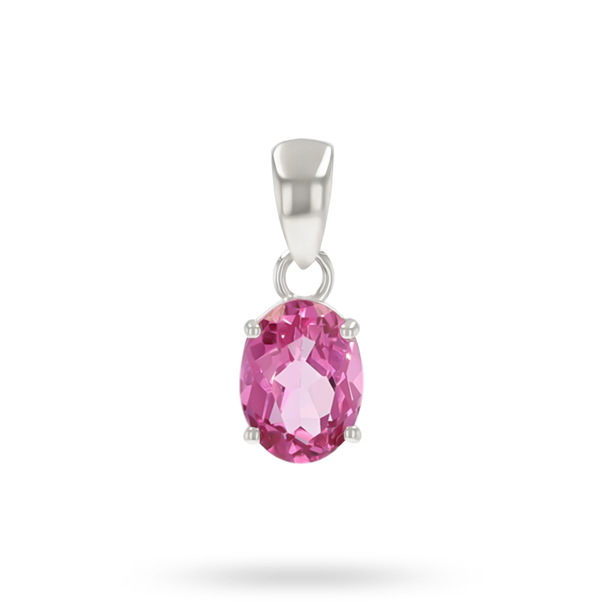 9ct White Gold Oval Shaped Pink Topaz Claw Set Pendant