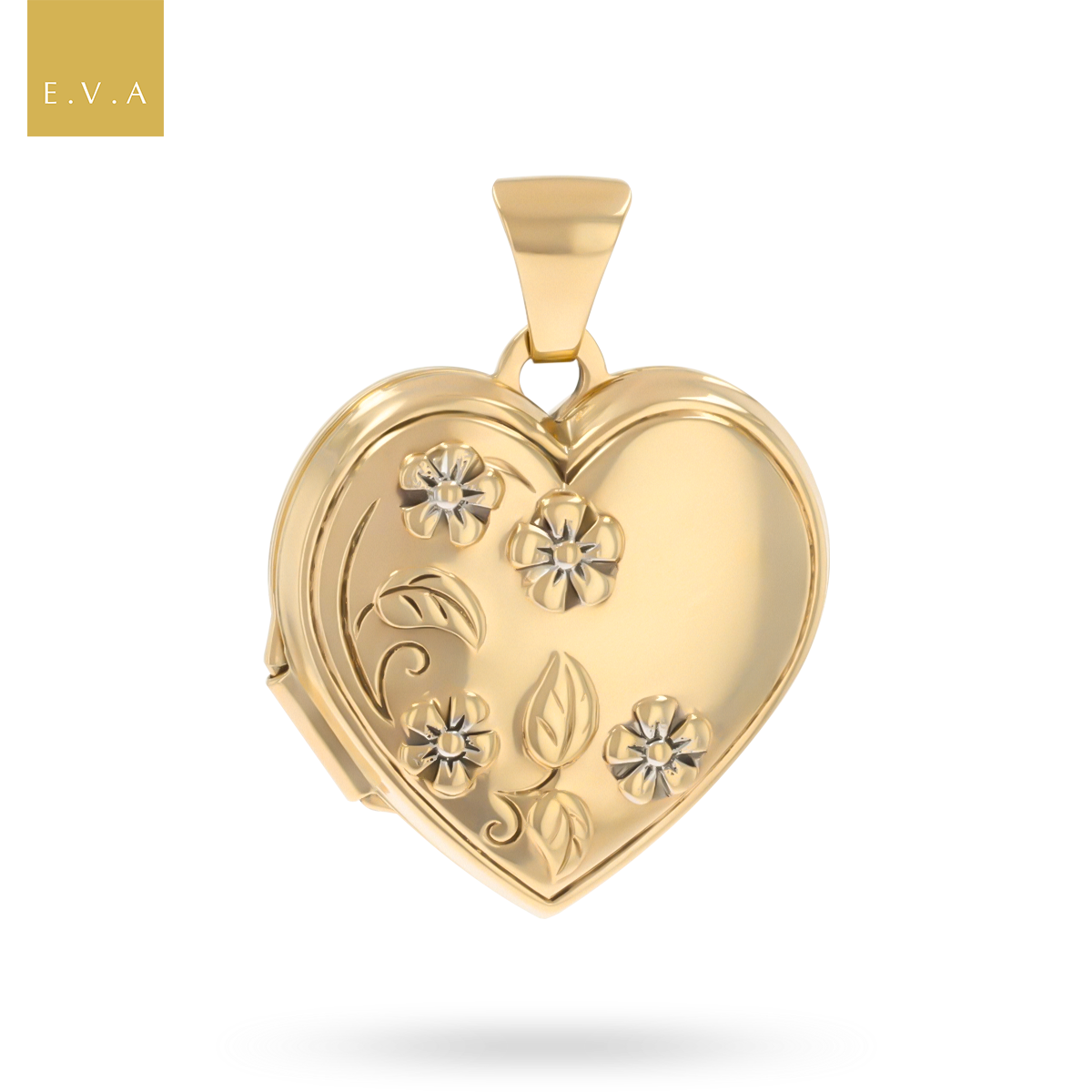 9ct Yellow Gold Heart Shaped Forget-Me-Not Locket